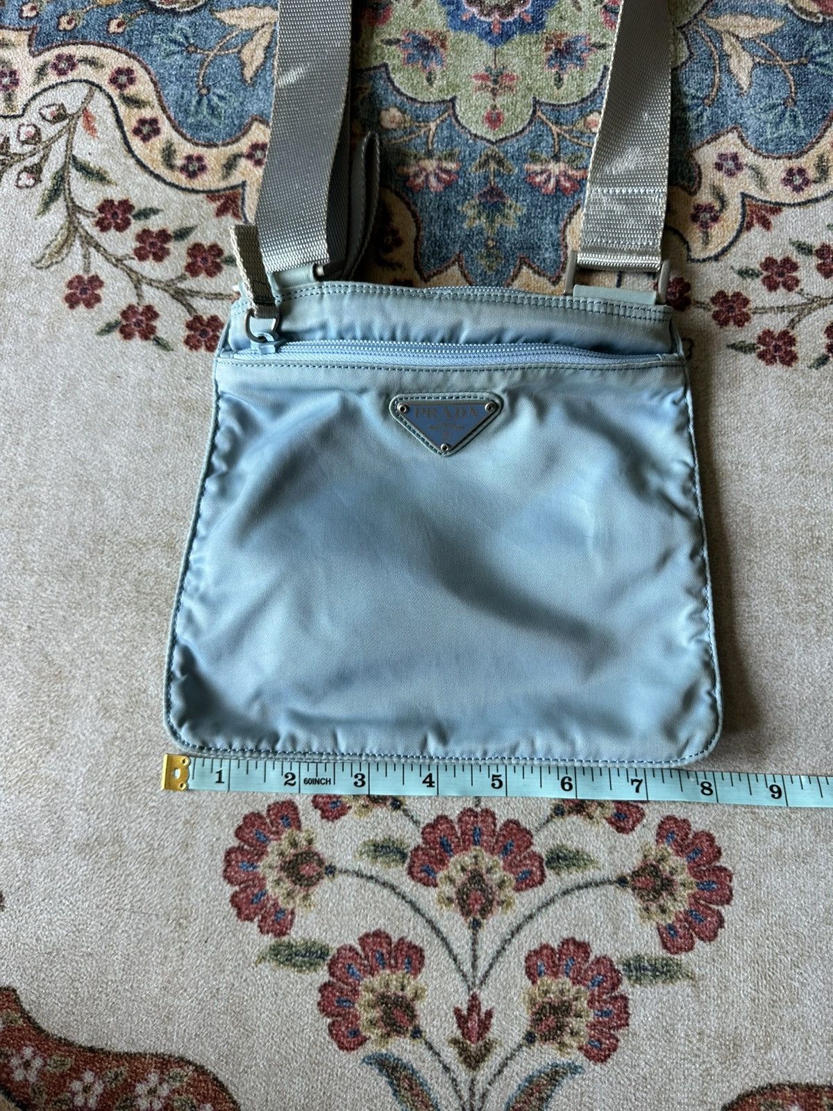 Prada × Vintage Vintage 2000s Prada Nylon Blue Messenger Crossbody Bag Size ONE SIZE - 12 Thumbnail