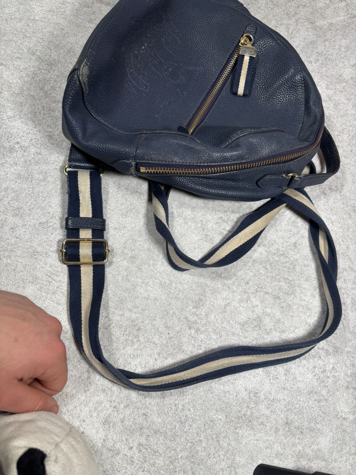 Lauren Ralph Lauren Lauren Ralph Lauren Pebbled Leather Navy Backpack Nautical Size ONE SIZE - 10 Thumbnail