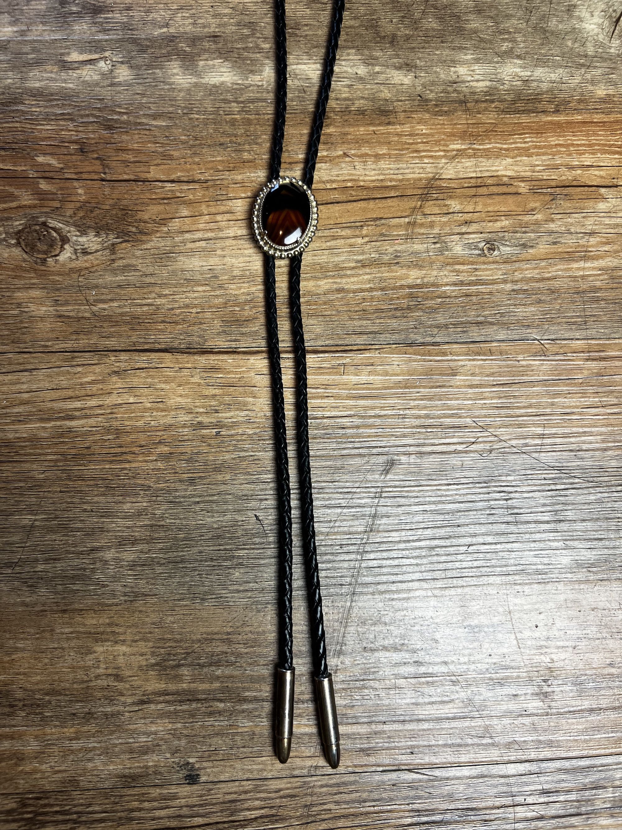 Vintage Vintage Tigers Eye Western Bolo Neck Tie with Bullet Tips Size ONE SIZE - 2 Thumbnail
