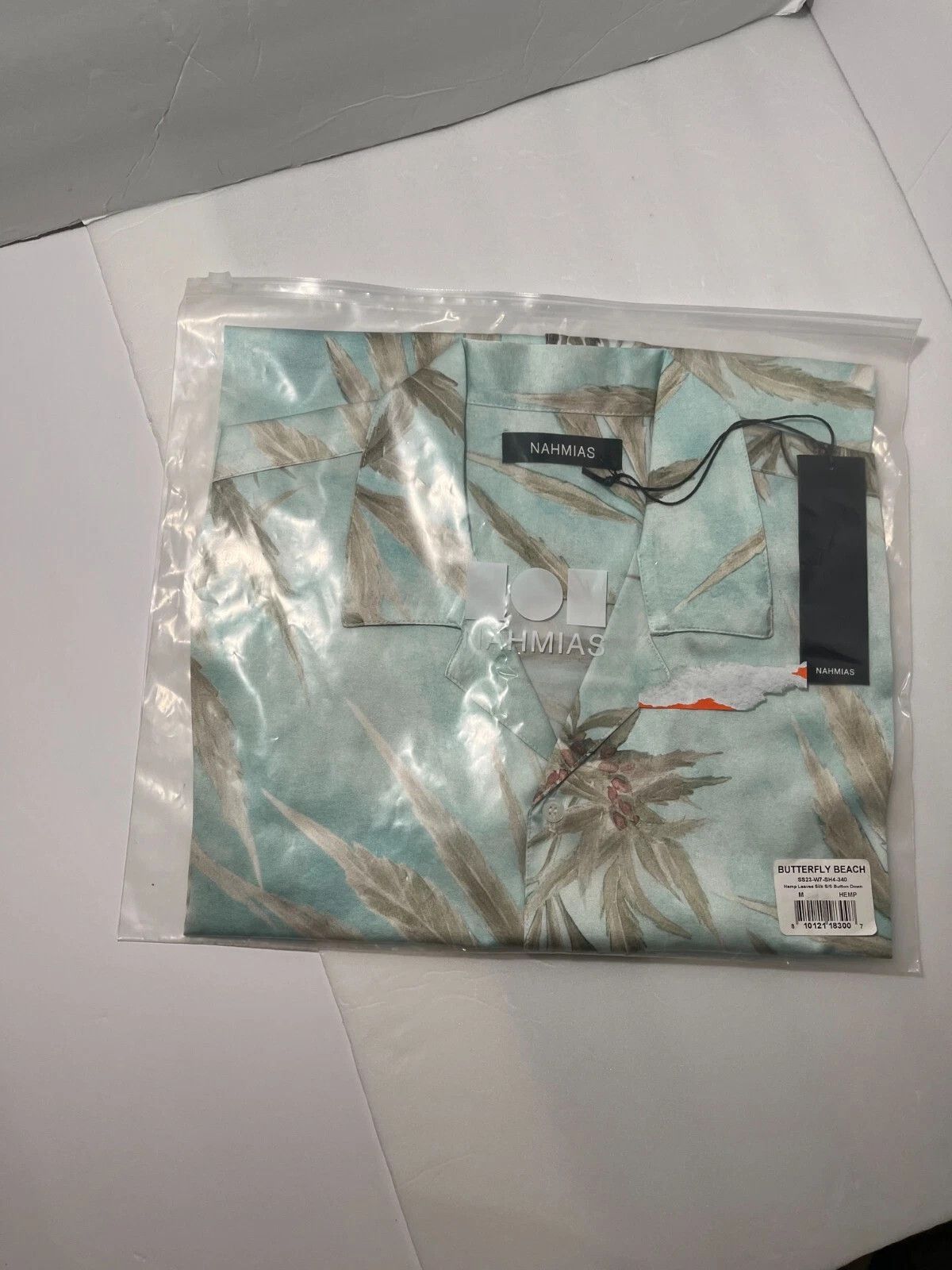 Nahmias Nahmias Men Hemp Leaves Silk Short Sleeve Button Down Shirt Size US M / EU 48-50 / 2 - 8 Thumbnail