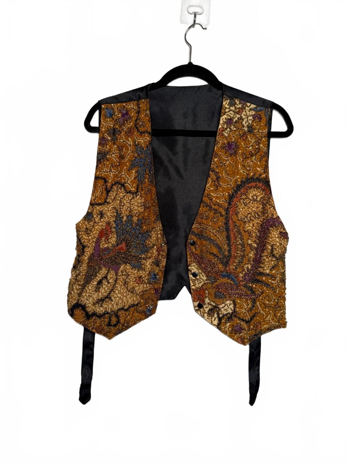 Unknown London Vintage Embroidered Beaded Patterned Vest with Satin Back Size ONE SIZE - 5 Thumbnail