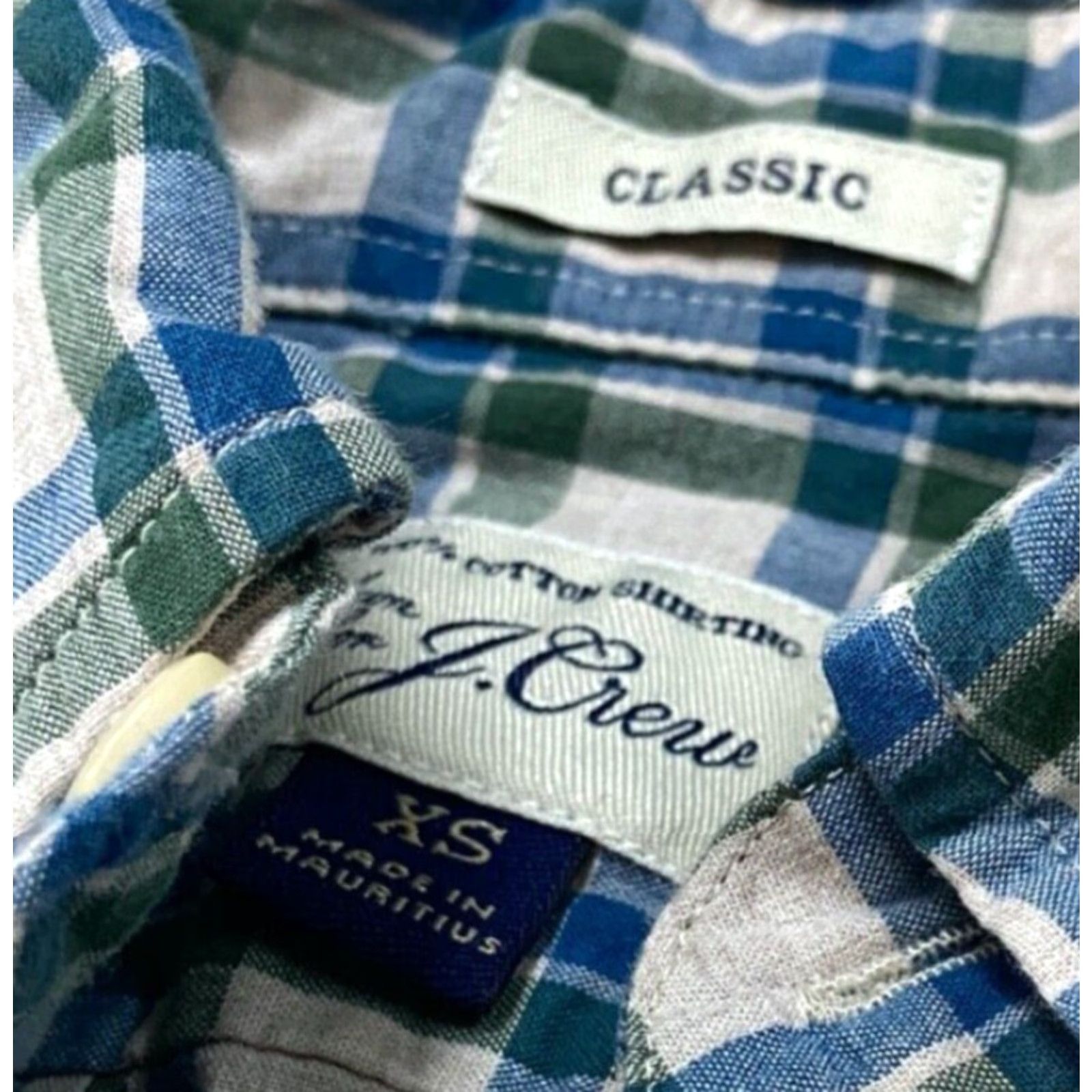 J.Crew J.CREW Shirt Mens XS Blue Green Plaid Classic Fit Button-Down Long Sleeve Size US XS / EU 42 / 0 - 3 Thumbnail