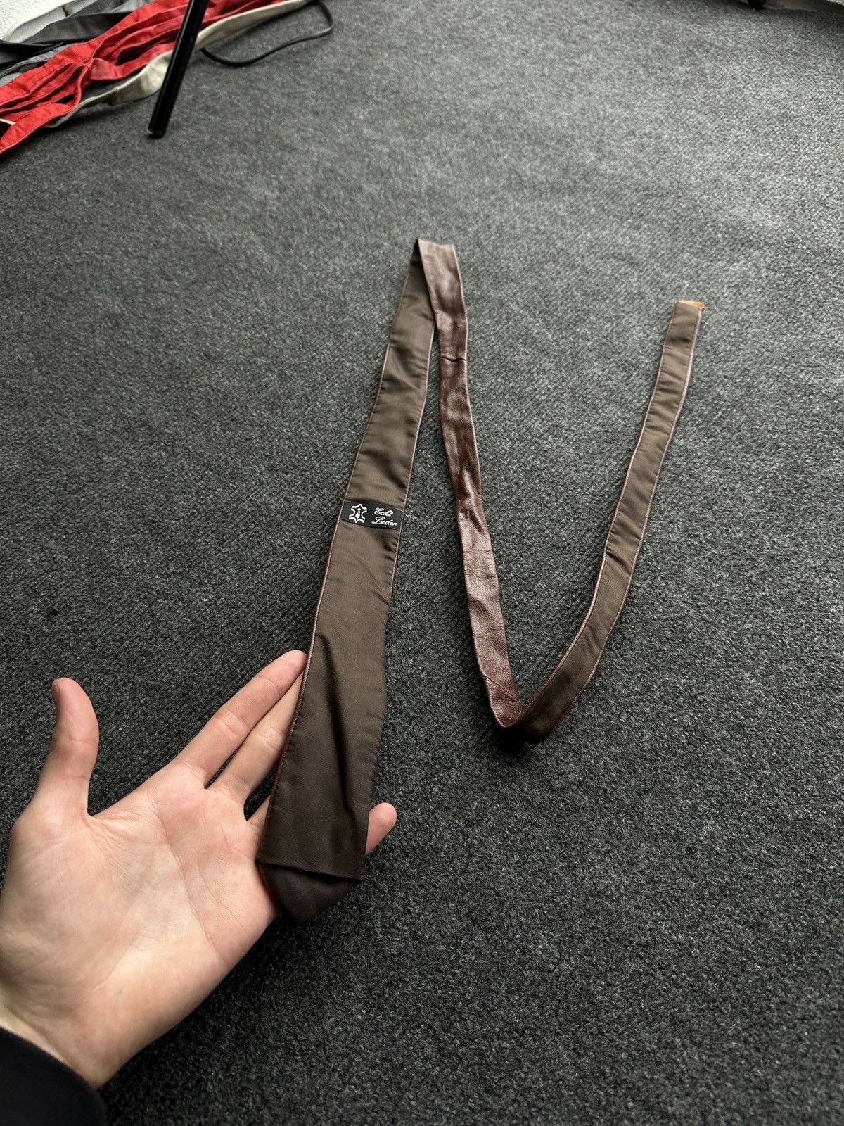 Other 🚨 LEATHER BROWN ITALY TIE LUXURY VNTG RARE OLD MONEY Size ONE SIZE - 6 Thumbnail