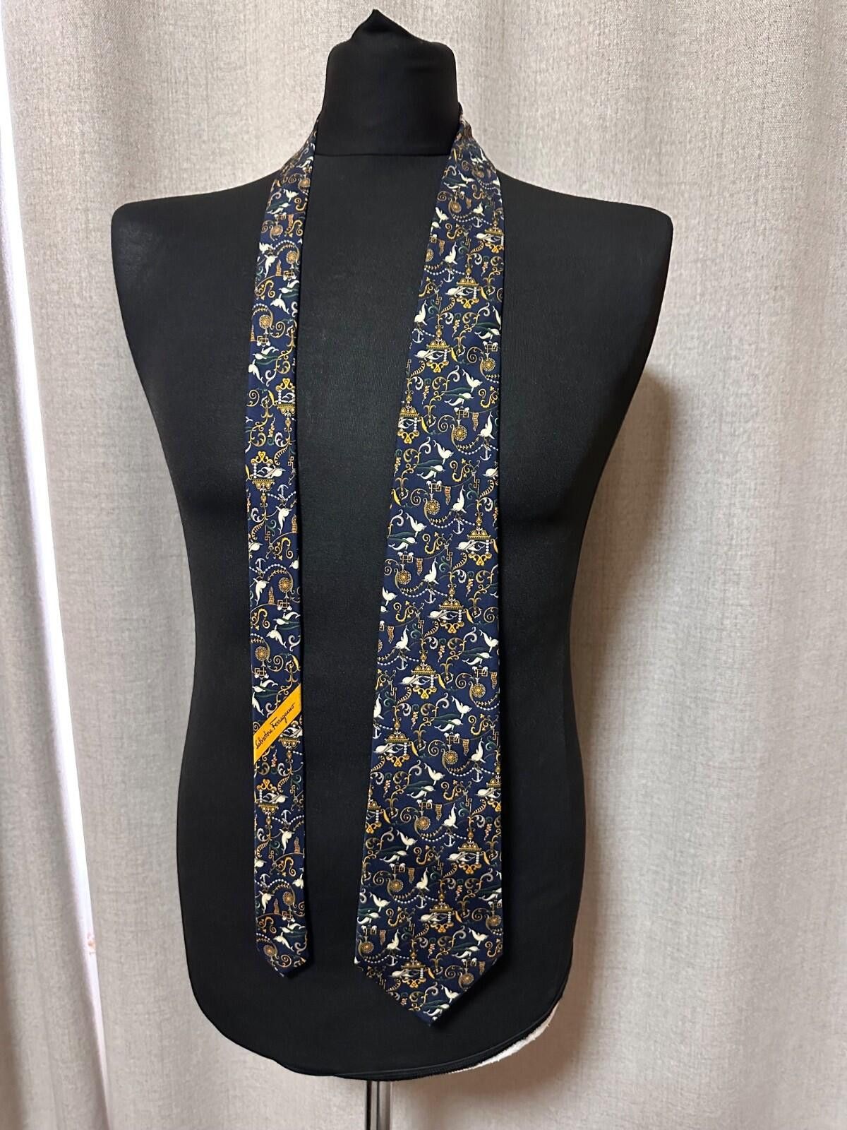 Salvatore Ferragamo Salvatore Ferragamo Mens Tie Blue Animal Theme Pattern Size ONE SIZE - 1 Thumbnail