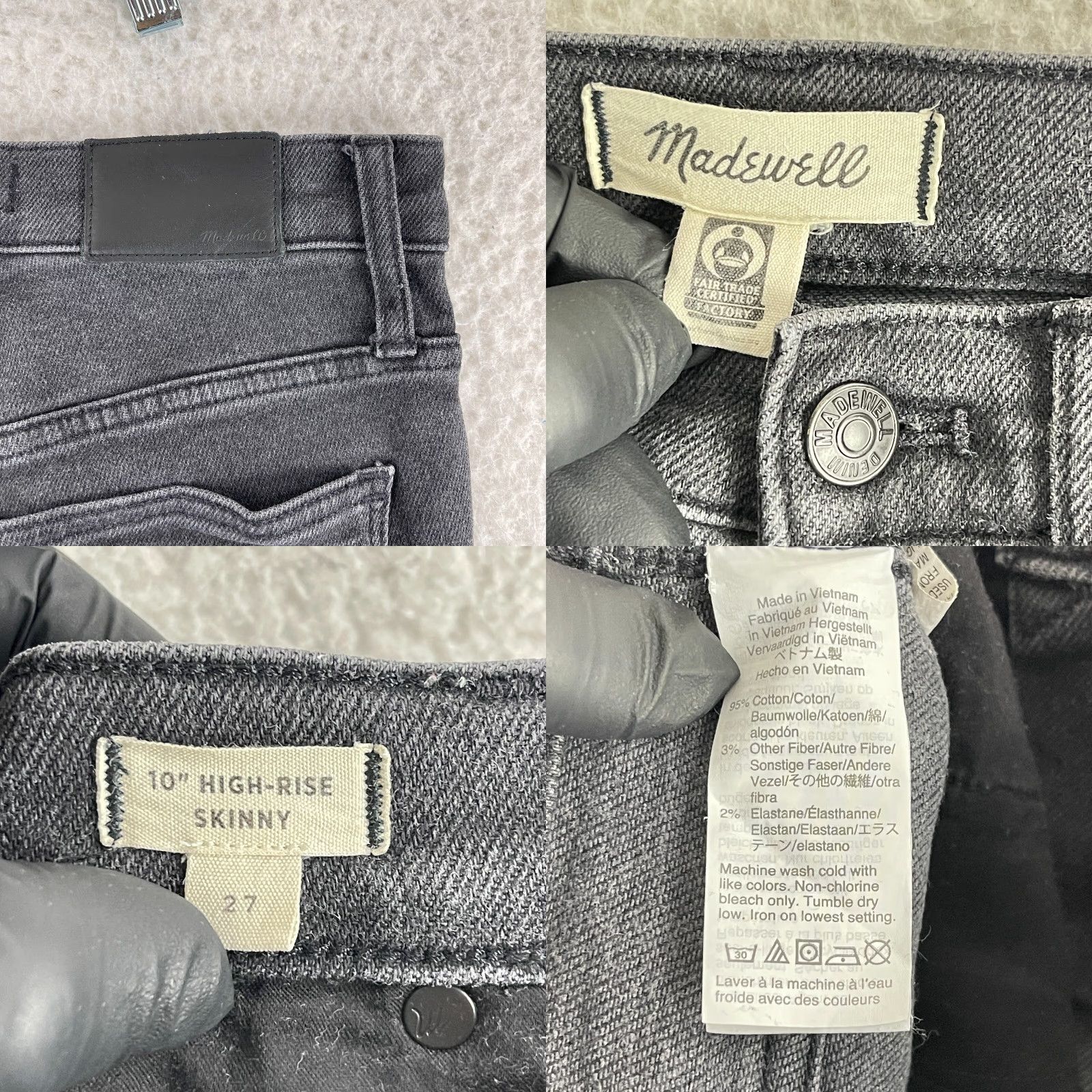 Madewell Madewell Skinny Jeans Womens Size 27 Black Denim 10" High-Rise Casual Size 27" / US 4 / IT 40 - 9 Thumbnail