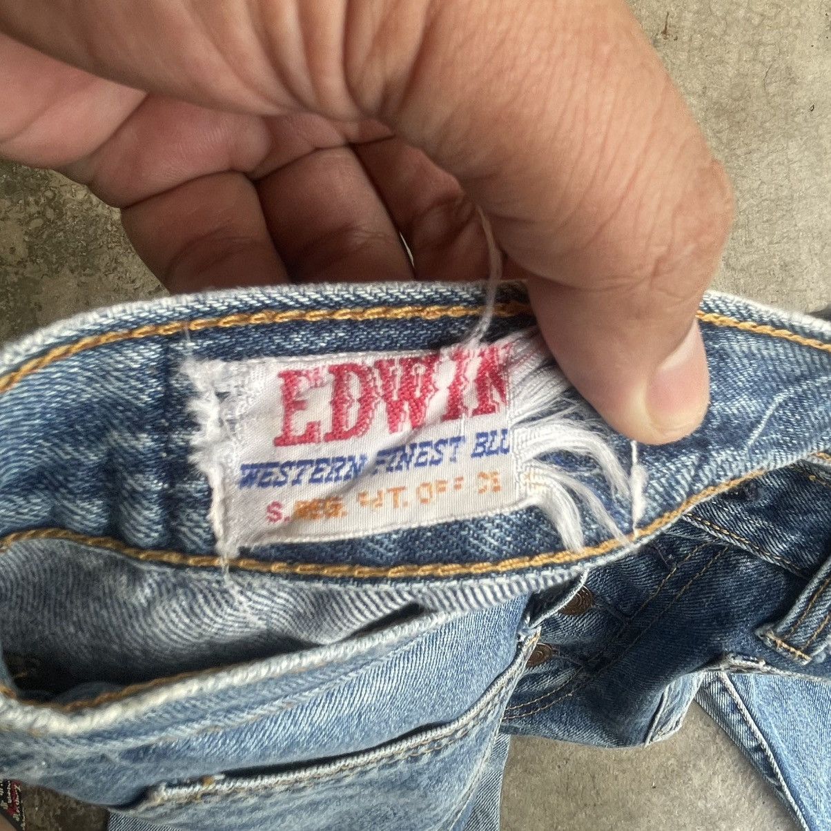 Edwin 🔥Vintage 80s Edwin Tapped Pocket Distress Flare Denim Jeans Size US 30 / EU 46 - 11 Thumbnail