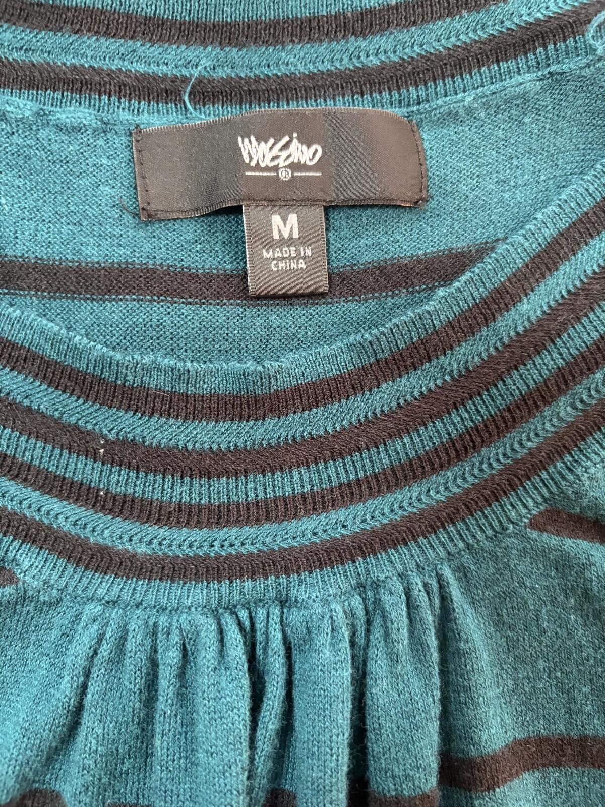 Mossimo Y2K Goth Teal Black Striped Scoop Neck Knit Top Medium Size M / US 6-8 / IT 42-44 - 6 Thumbnail