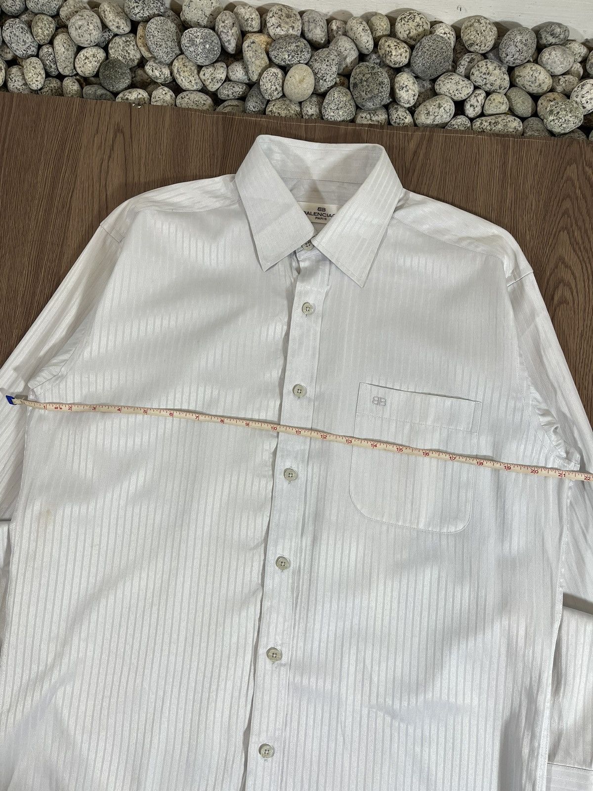 Balenciaga Balenciaga Paris Herringbone Stripe Long Sleeve Dress Shirt Size US M / EU 48-50 / 2 - 12 Thumbnail