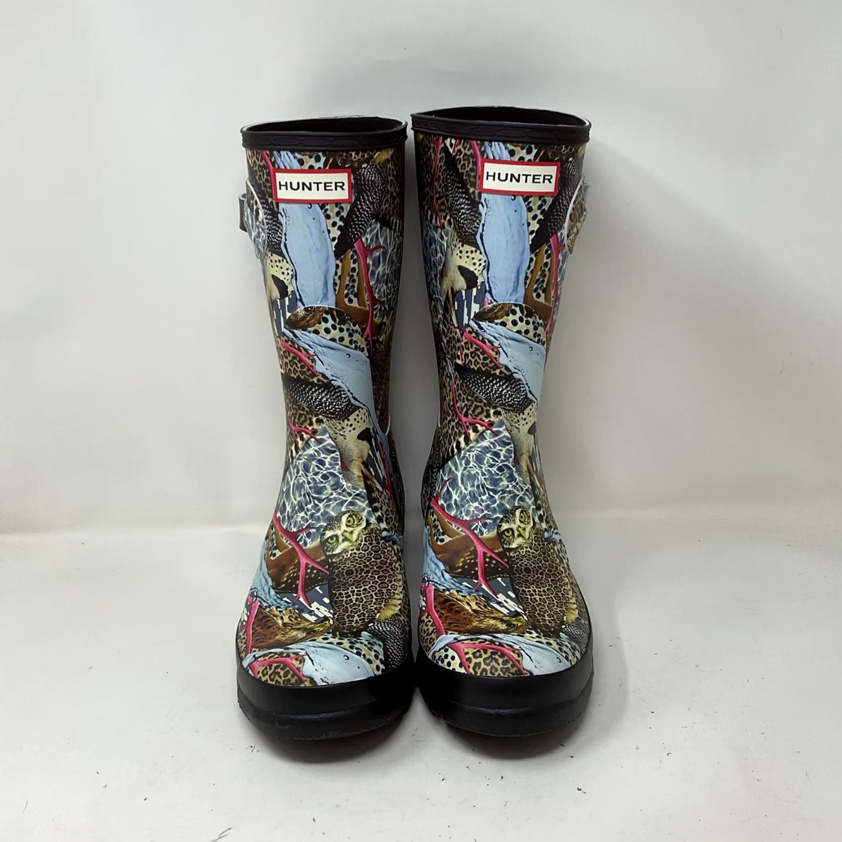 Hunter Womens Hunter & Matt Maitland Owl Print Rain Boots Sz 11 Size 5, Low Heel Boot, Outdoor Rubber Upper, Synthetic Insole Size US 5 / IT 35 - 3 Thumbnail