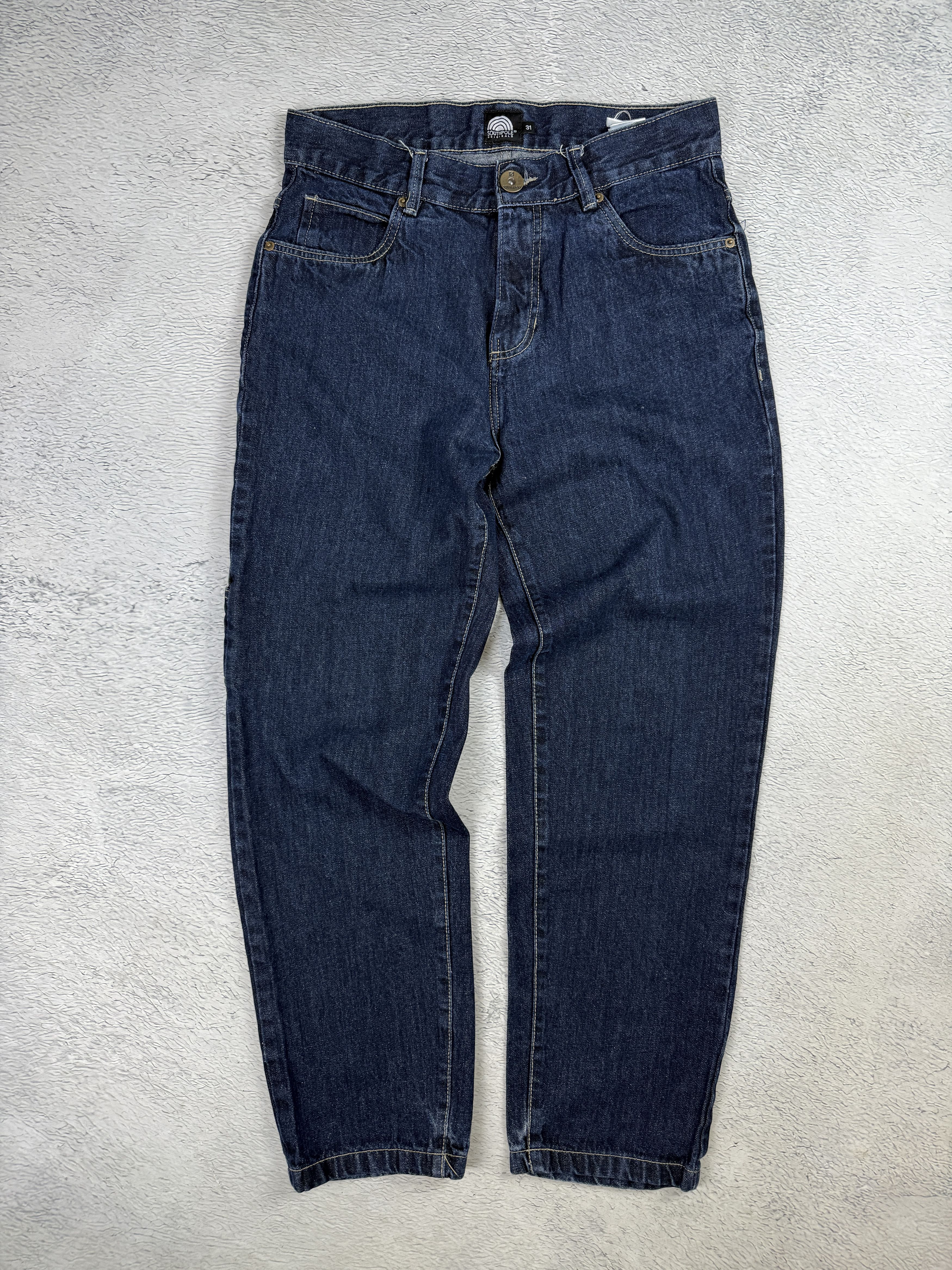 JNCO × Japanese Brand × Southpole Southpole Vintage Carpenter Jeans Back Logo Blue Sk8 Size US 31 - 4 Thumbnail