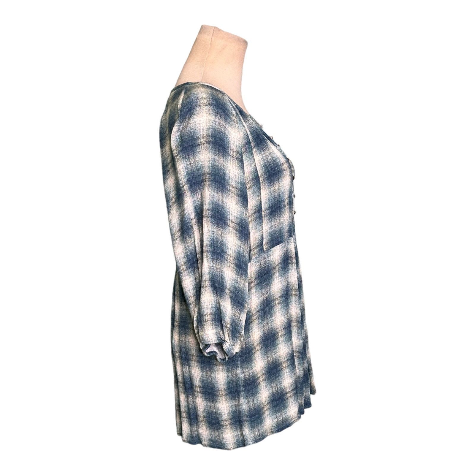 Anthropologie Maeve plaid 3/4 sleeves v neck tunic top blouse size small Size S / US 4 / IT 40 - 7 Thumbnail