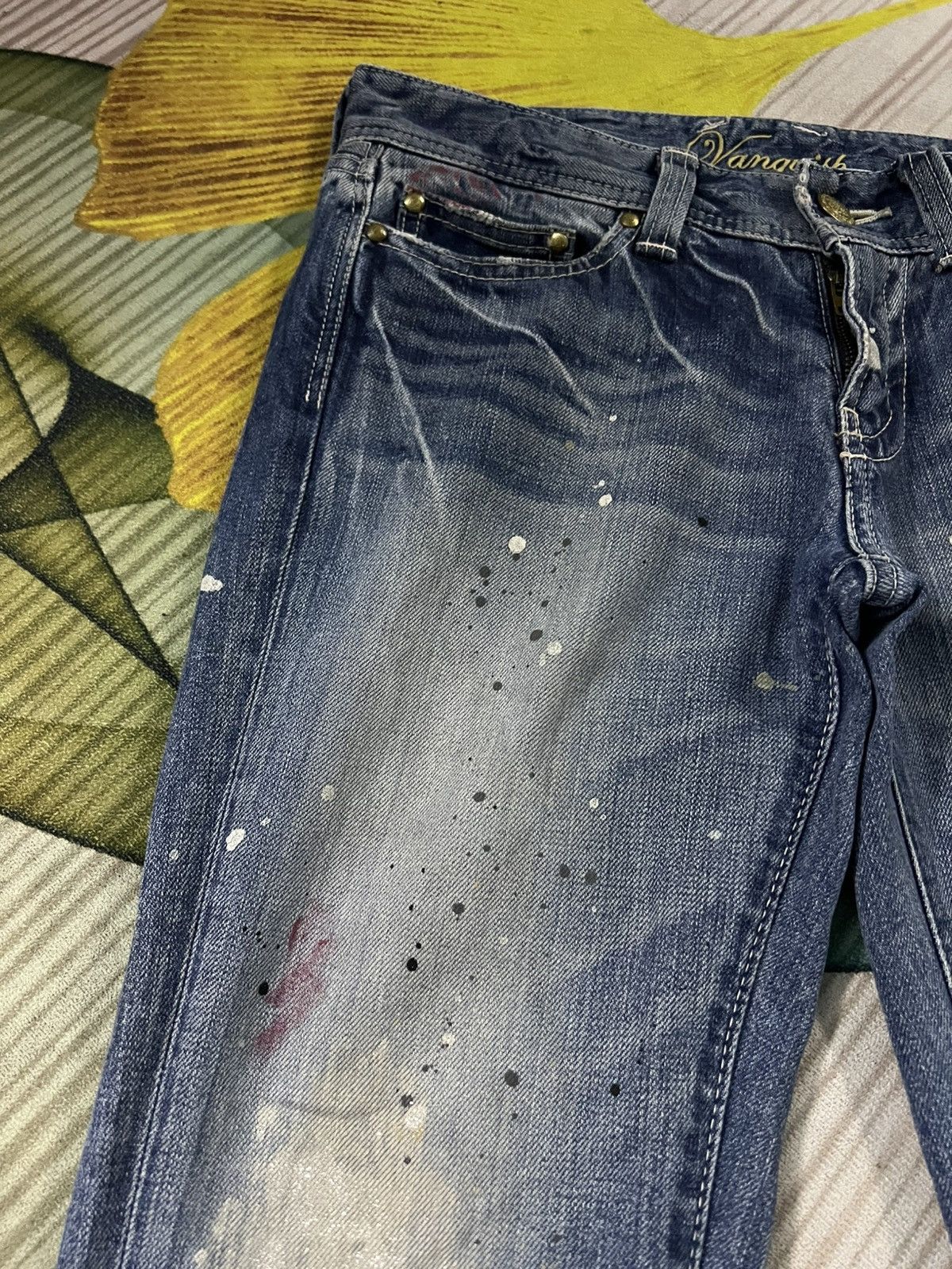 Japanese Brand 💥Flare💥Vanquish Distress Painted Flare Jean Very Rare Size US 30 / EU 46 - 8 Thumbnail