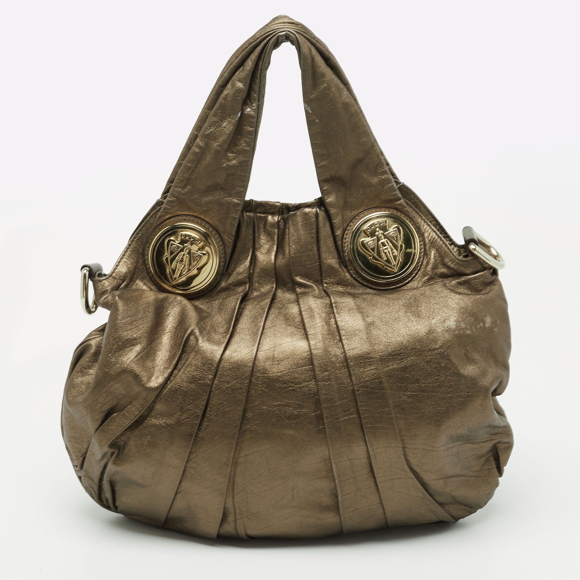 image of Gucci Olive Green Leather Small Hysteria Hobo in Black, Women's
