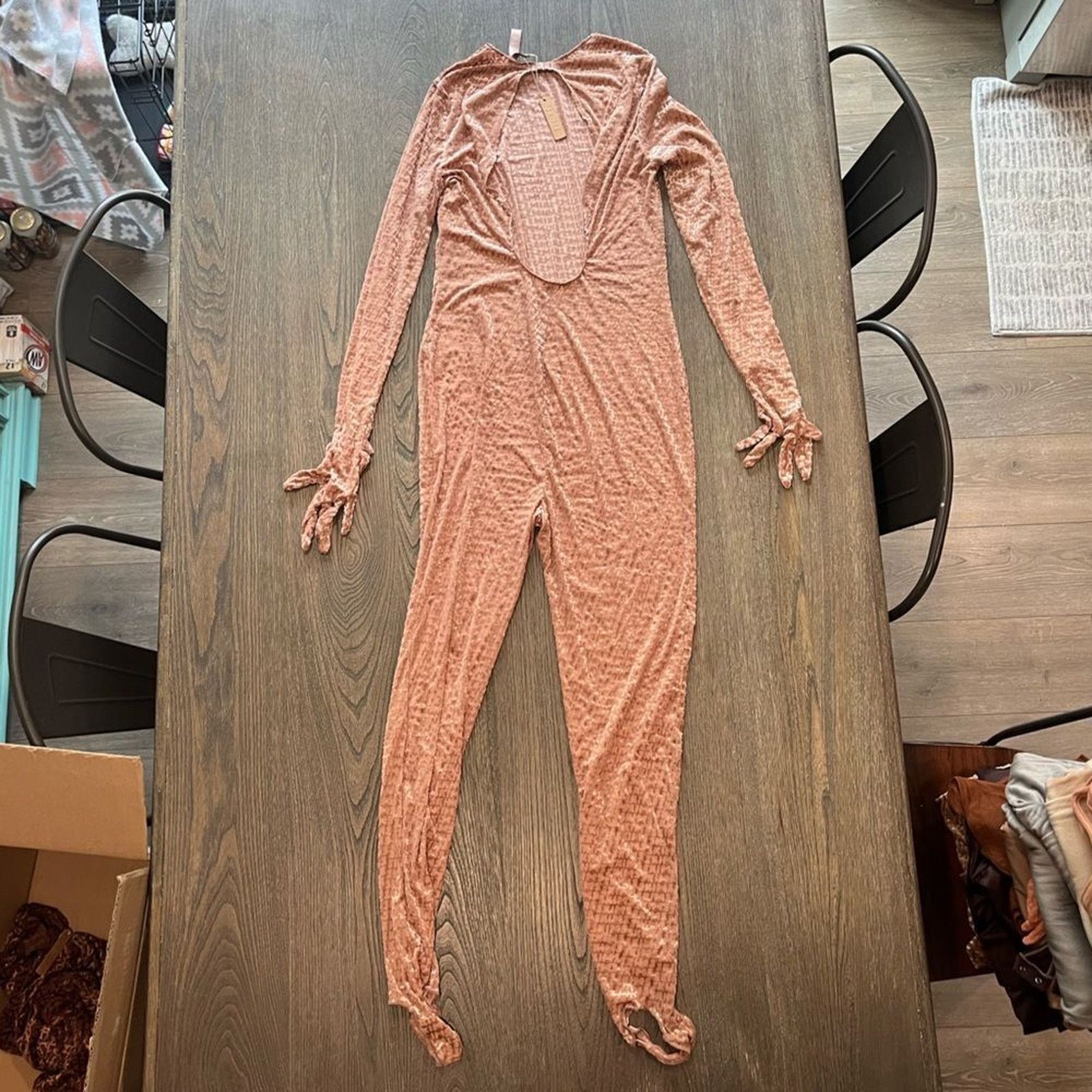 SKIMS NWT Skims Velvet Stirrup Catsuit Logo One-piece Jumpsuit 2X Size 31" - 9 Thumbnail