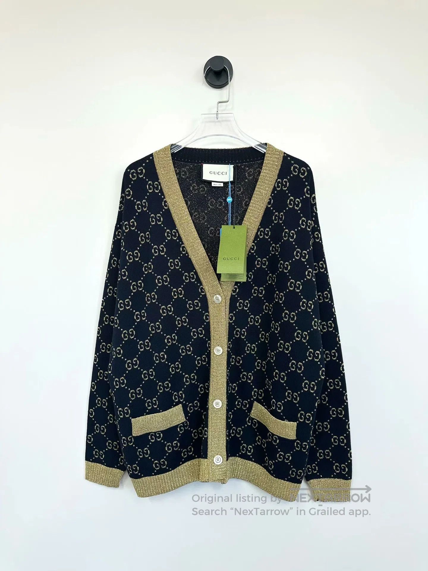 Gucci Guicci Black Gold Double G Full Print Knit Cardigan Jacket Size US S / EU 44-46 / 1 - 1 Thumbnail