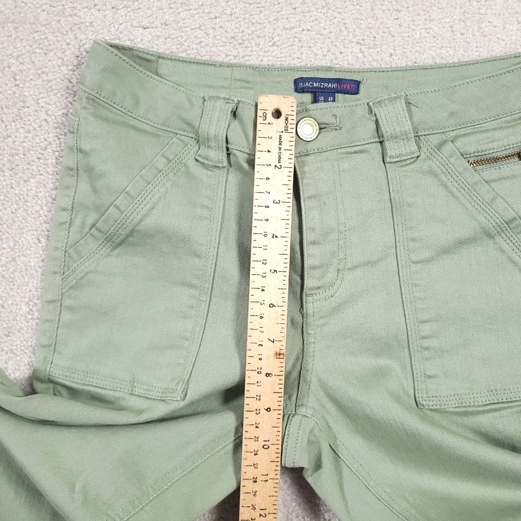 Vintage VINTAGE Isaac Mizrahi Live! Denim Pull On Ankle Pants Women's 4P Petite Green Mid-Rise 25 in Inseam Pockets Slim Straight Casual Size 28" / US 6 / IT 42 - 7 Thumbnail