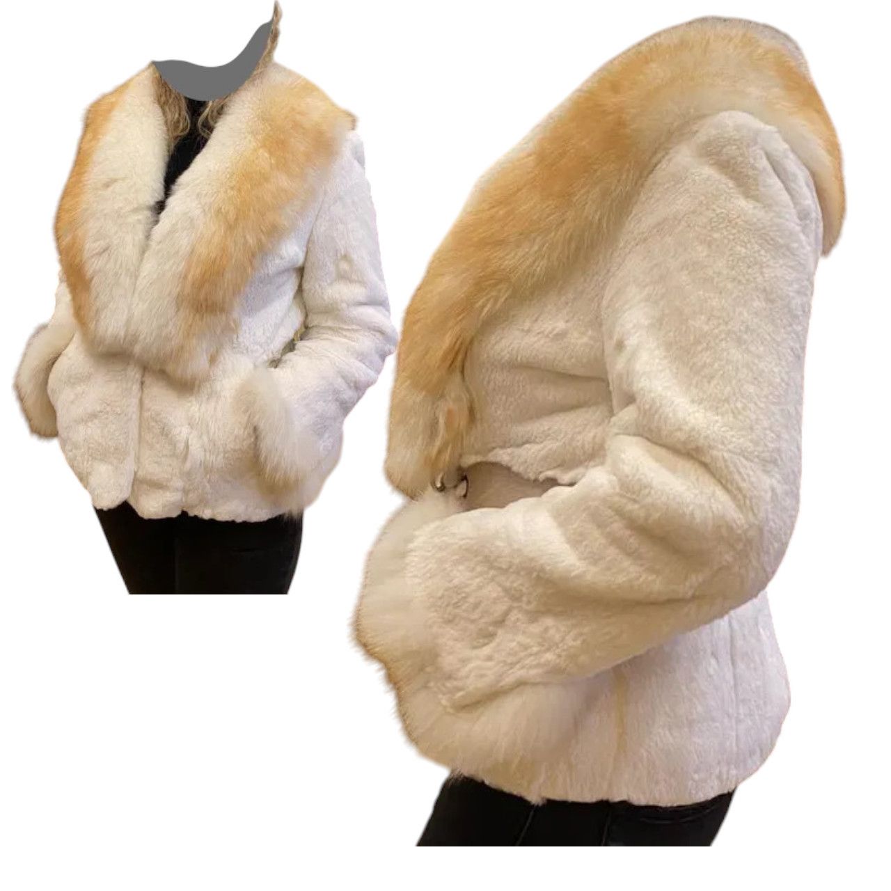 Other Chinchilla and rabbit fur coat with a fox fur collar sz M Size M / US 6-8 / IT 42-44 - 2 Thumbnail