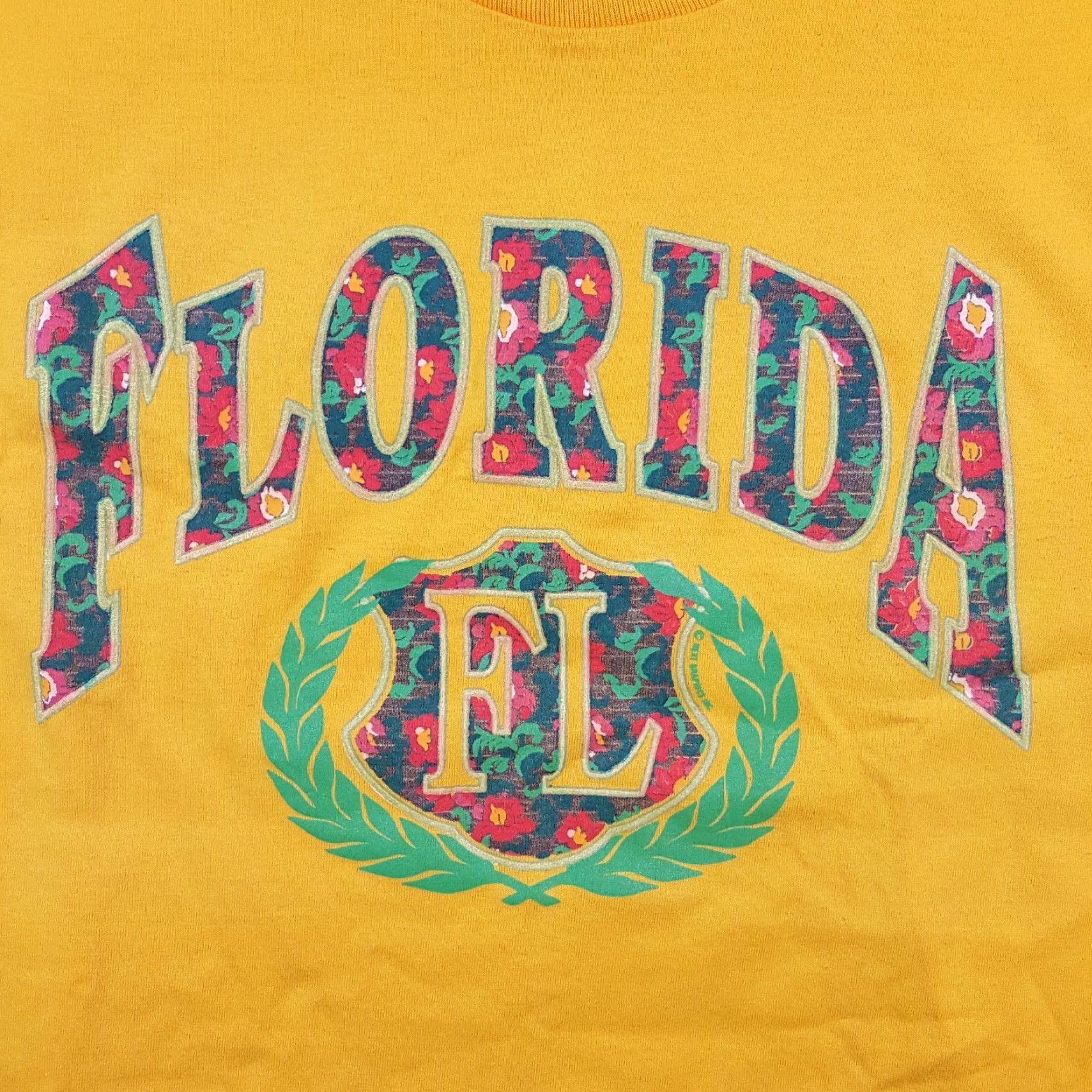 Vintage VINTAGE Screen Stars Best Florida Floral Logo T-Shirt L Yellow 90s Outdoor Mens Size US L / EU 52-54 / 3 - 2 Thumbnail