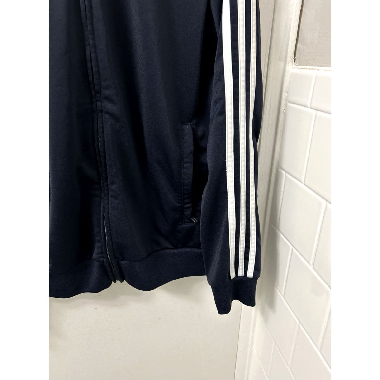Adidas Adidas Track Jacket Mens Small Navy Blue White Full Zip 3-Stripe Long Sleeve Size US S / EU 44-46 / 1 - 5 Thumbnail