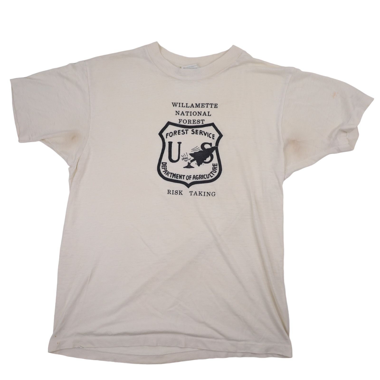 image of Vintage Us Forest Service Dept Of Agriculture Graphic Shirt in White, Men's (Size Large)