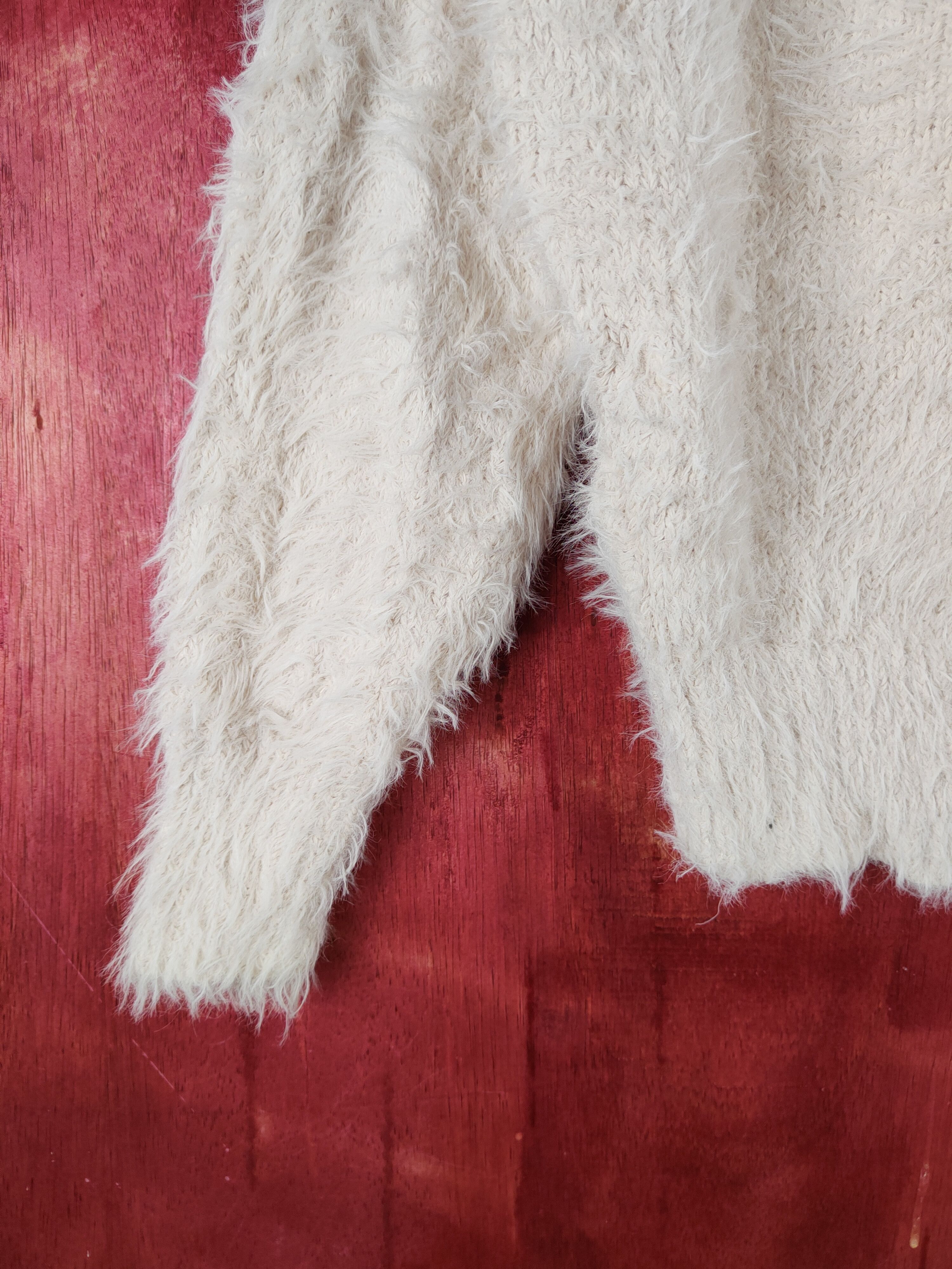 GU GU Cream Shag Shaggy Fur Mohair Knitwear #S2181 Size S / US 4 / IT 40 - 9 Thumbnail