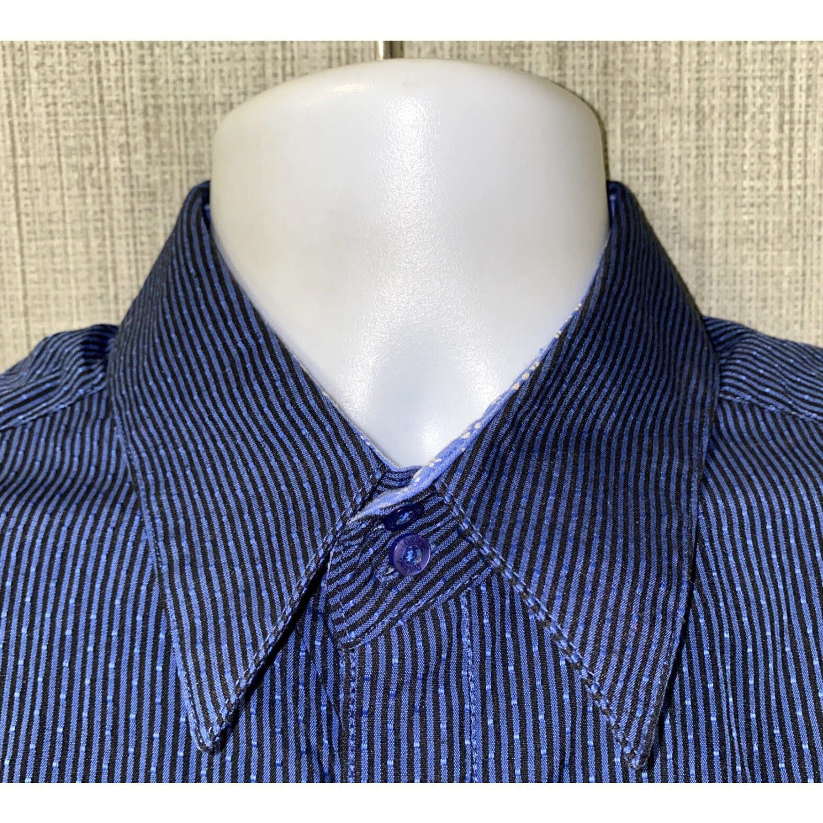 Vintage DaVinci Men’s Long Sleeve Cotton Button-Up Shirt Size M Blue Casual Striped Size US M / EU 48-50 / 2 - 3 Thumbnail