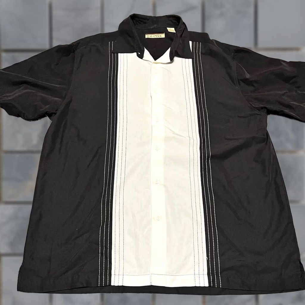 CO Havanera The Shirt Mens XL Black White Short Sleeve Bowling Hawaiian Size US XL / EU 56 / 4 - 1 Thumbnail
