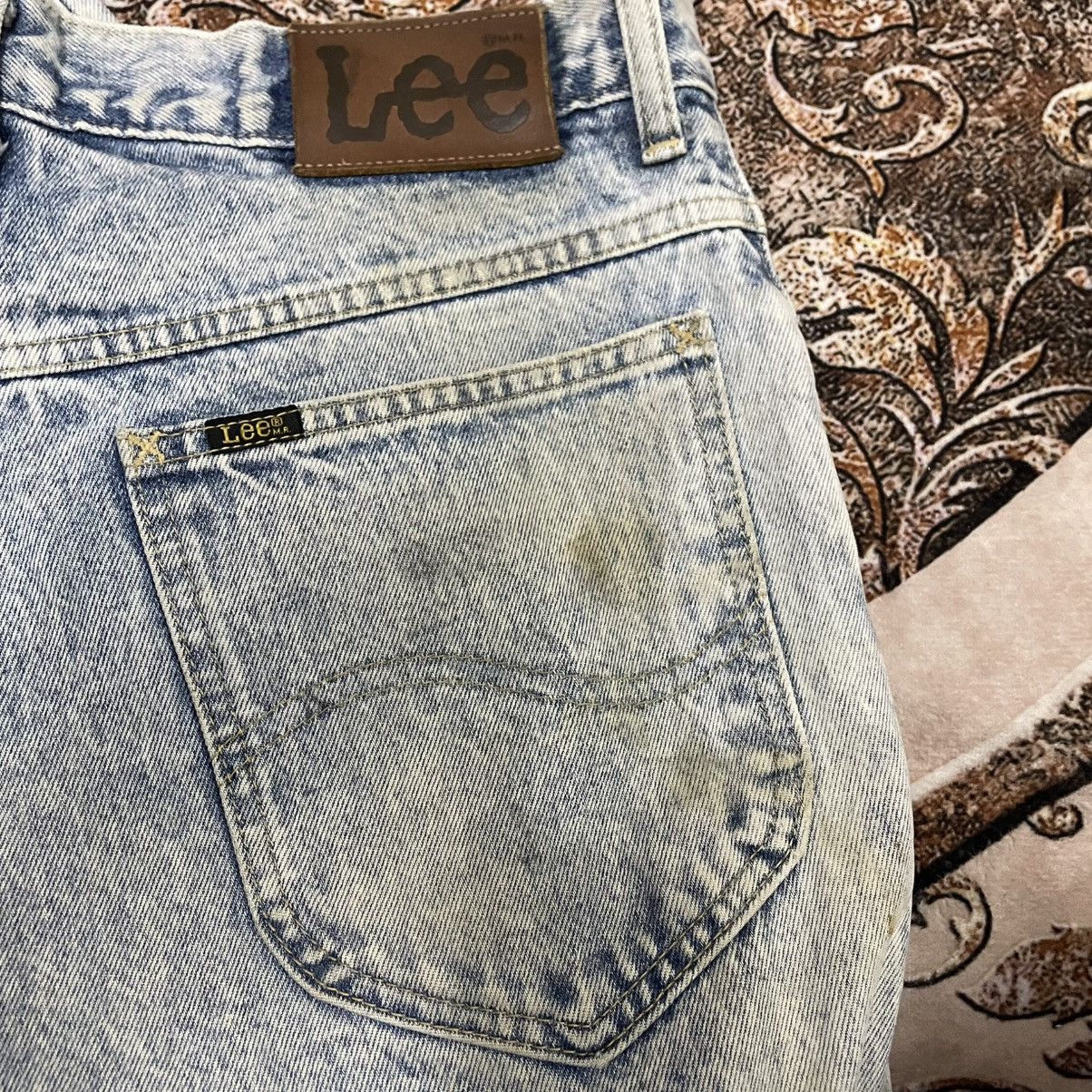 Lee 🔥Vintage 80s Lee Riders Stoned Washed Distress Denim Jeans Size US 31 - 17 Thumbnail