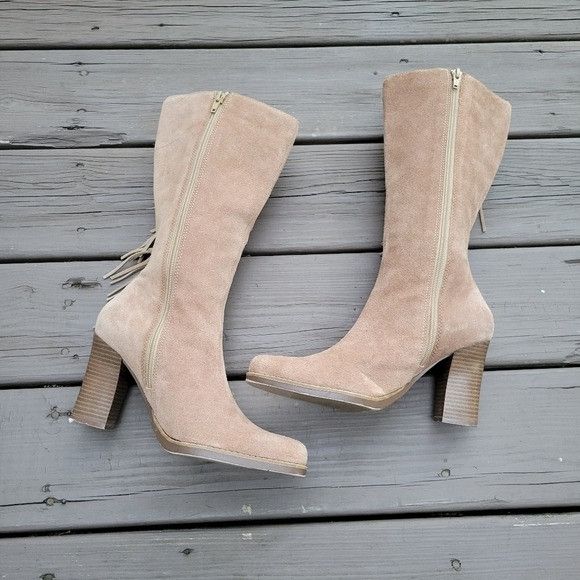 Vintage Vintage 90s y2k Camel Tan Suede Leather Fringe Western Boho Size US 7.5 / IT 37.5 - 3 Thumbnail