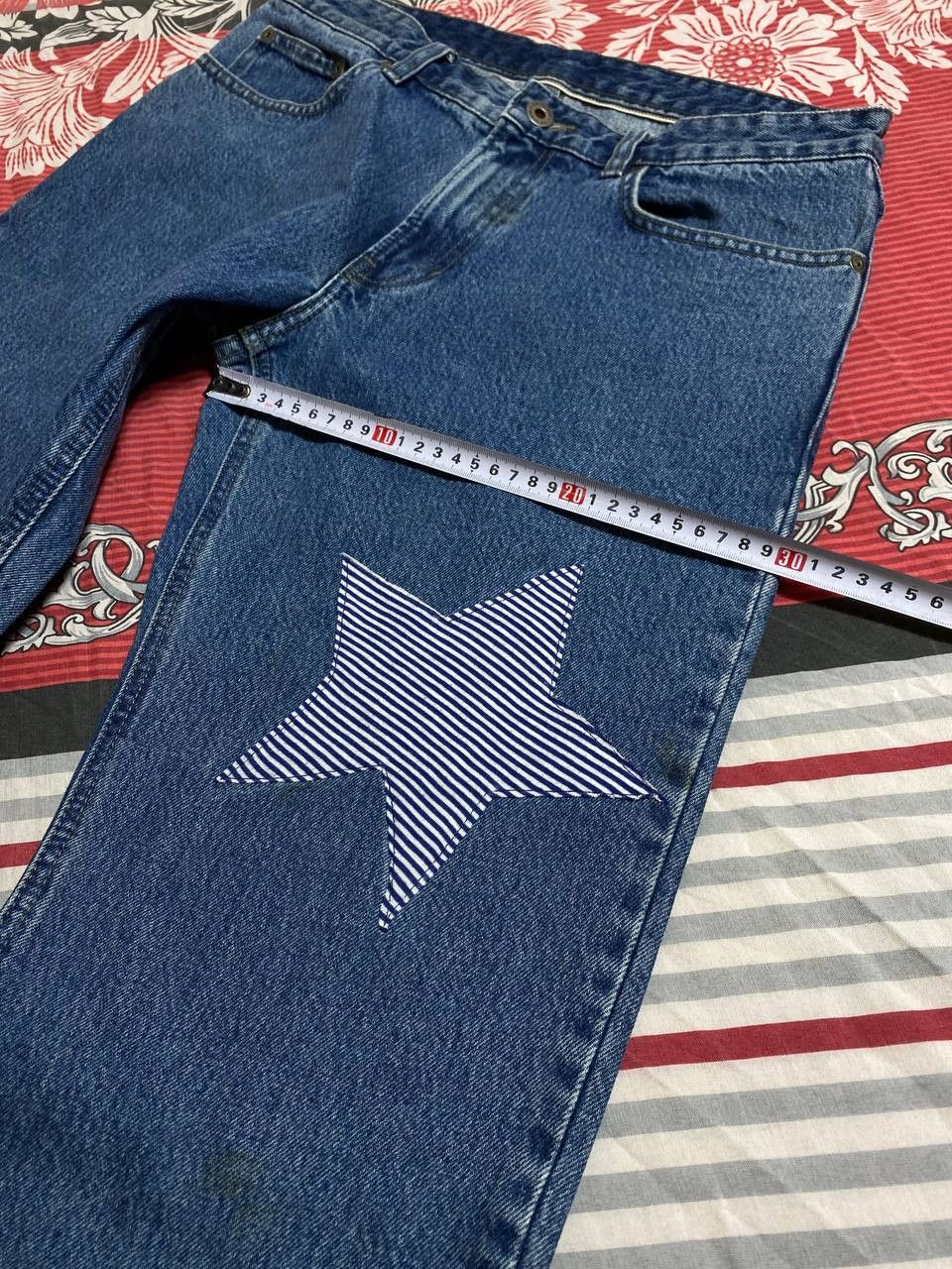 Japanese Brand Distressed Dirty Patchwork Flared Denim Jeans Crush Faded Size US 32 / EU 48 - 14 Thumbnail