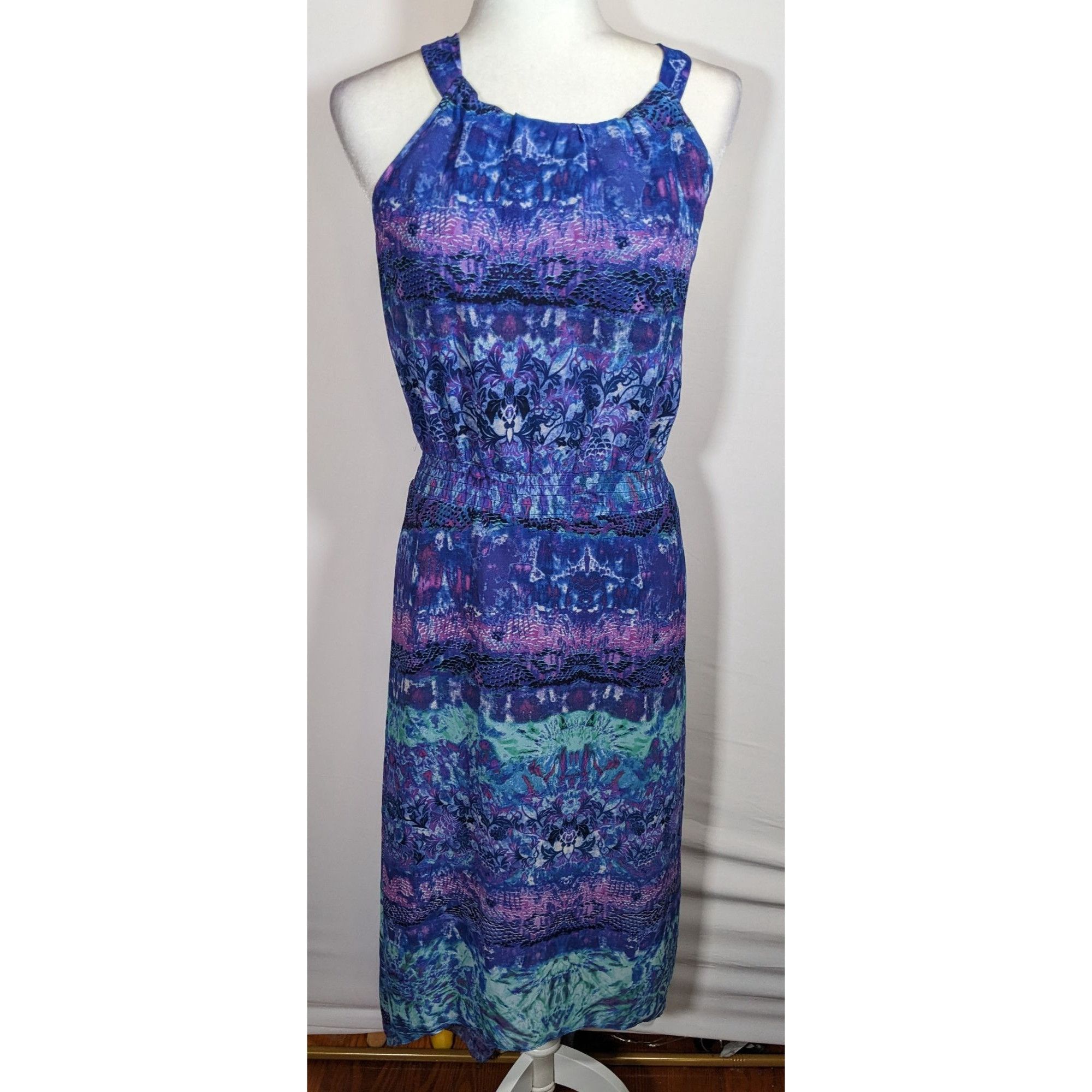 Chicos Chico's Blue And Purple Floral And Snake Print Dress Size XXL / US 16-18 / IT 52-54 - 4 Thumbnail