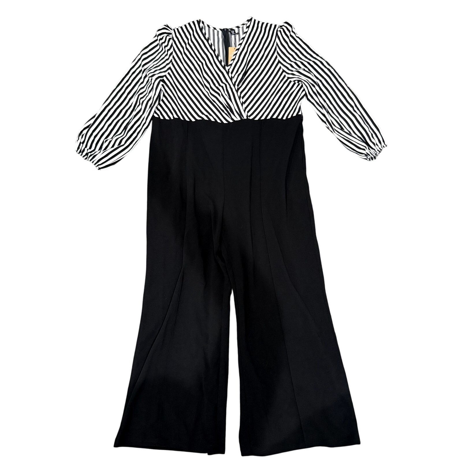 Shein Women's Striped Long Sleeve Wide Leg Jumpsuit, Size 4XL Size 42" / US 20 - 1 Thumbnail