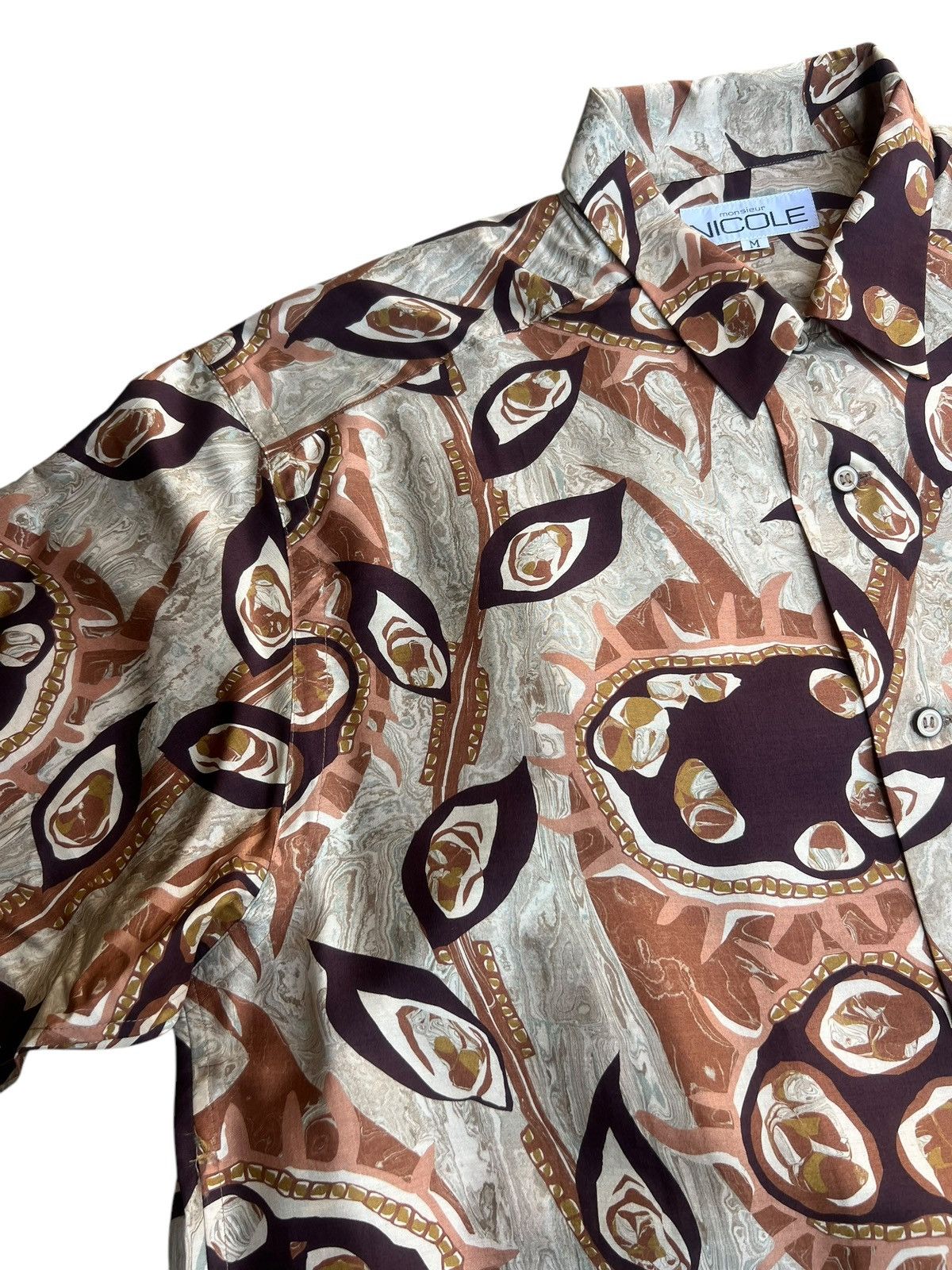 Japanese Brand Vintage 90s Monsieur Nicole Abstract Art 100% Silk Shirt Size US M / EU 48-50 / 2 - 6 Thumbnail