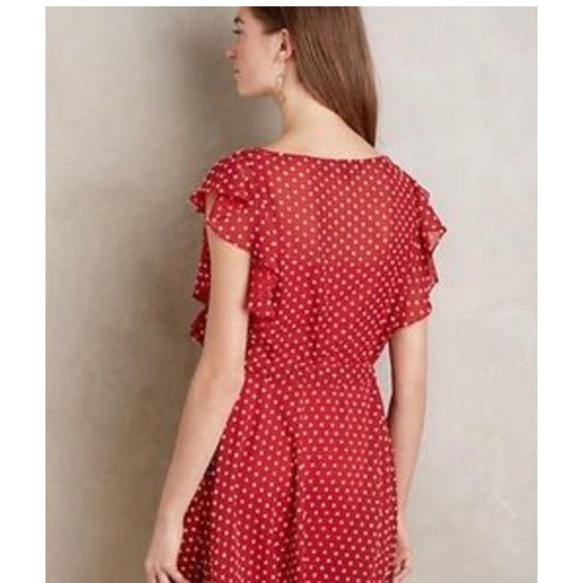 Anthropologie Anthropologie Eva Franco 4 6 Fluttered Conchita Dress Red Dr Size S / US 4 / IT 40 - 2 Thumbnail