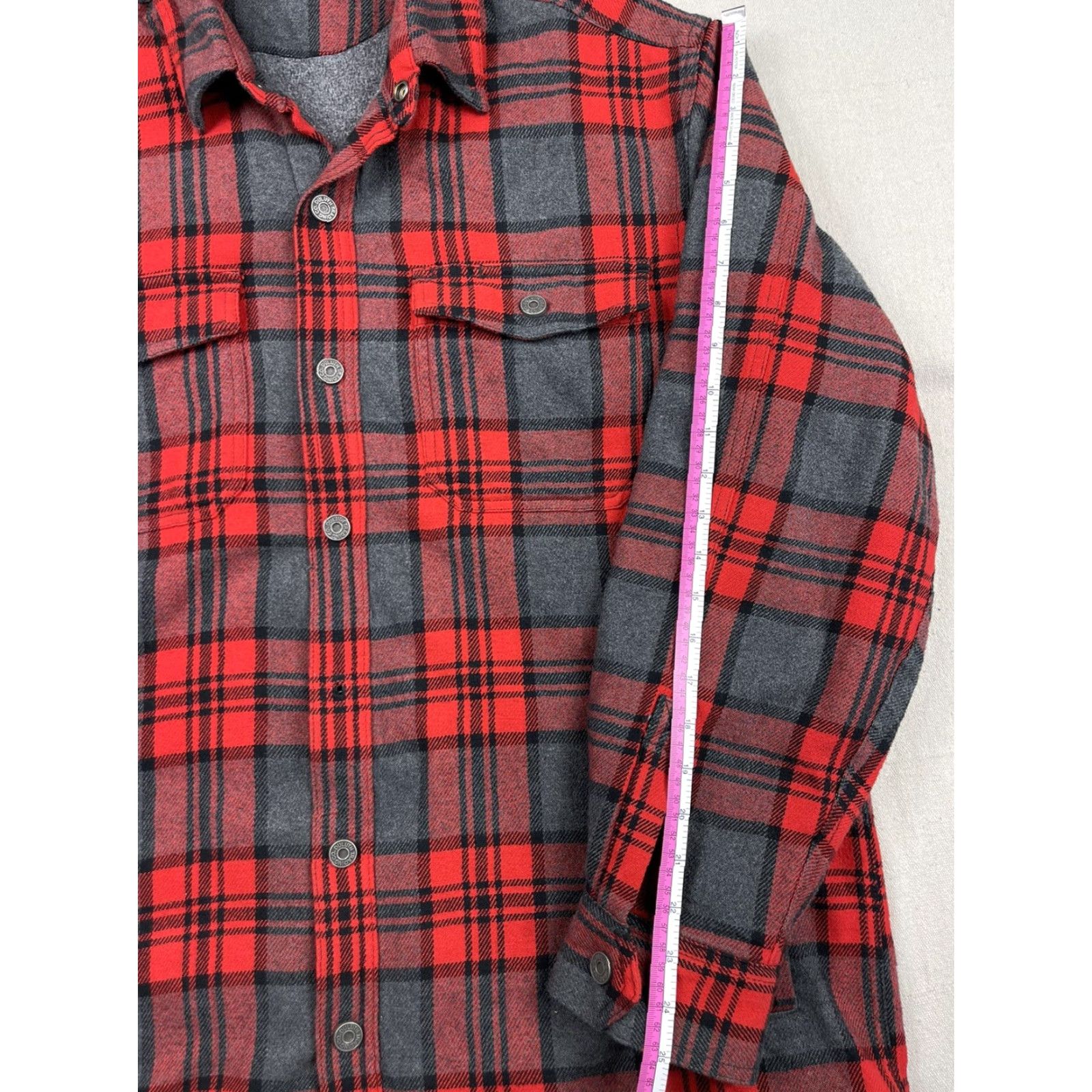 Vintage Duluth Men's Fleece Lined Flannel Long Sleeve Snap Up Red Plaid L Shirt Size US L / EU 52-54 / 3 - 7 Thumbnail