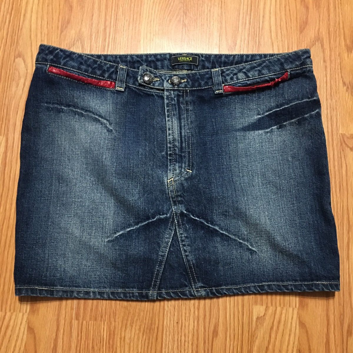 Versace × Versace Jeans Couture VERSACE Jeans Couture Denim Blue Designer Mini Skirt Size 32" / US 10 / IT 46 - 8 Thumbnail