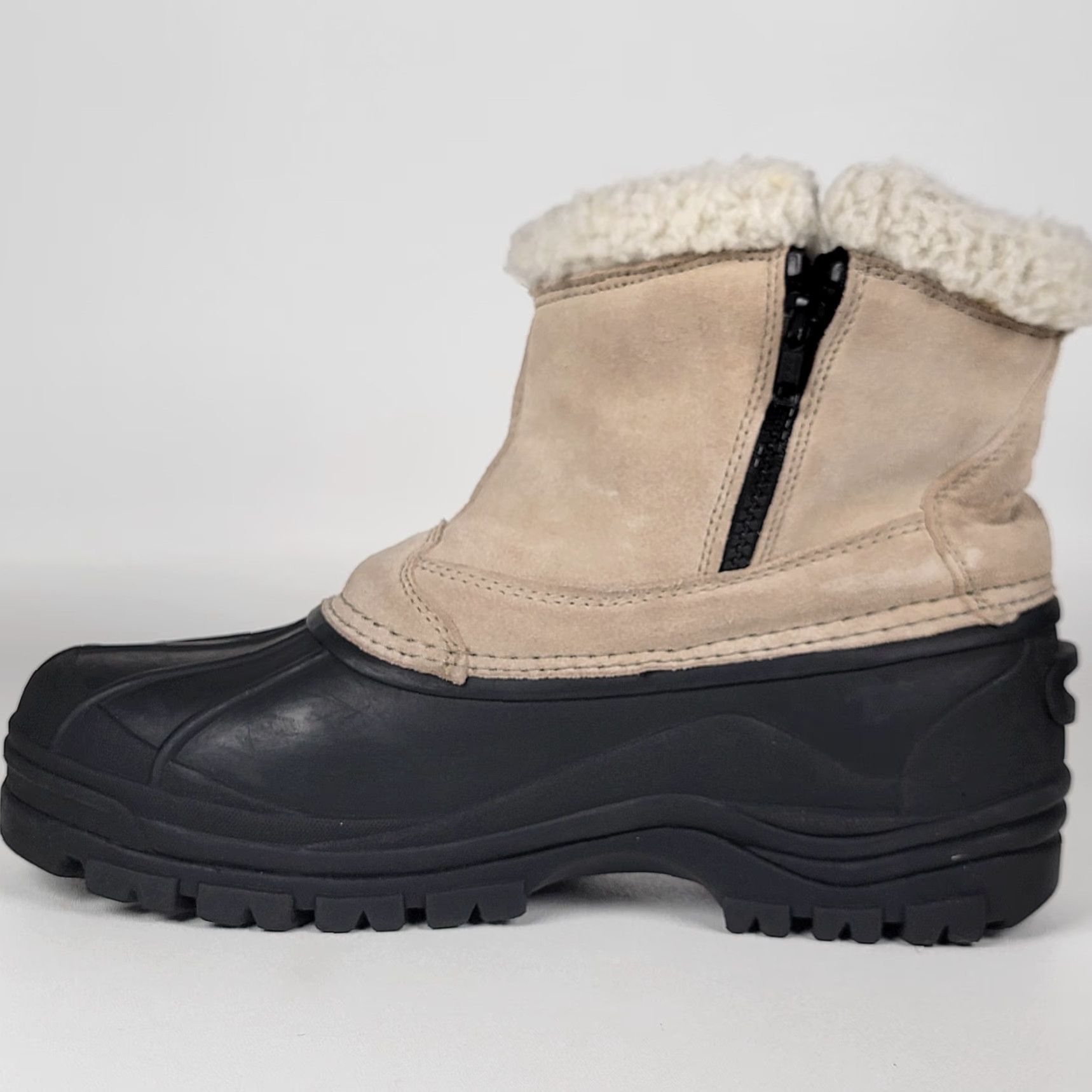 Vintage Due North Snow Boots Men Size 10 Beige Waterproof Insulated Leather Uppers Rubber Sole Winter Snow Boot Mens Size US 10 / EU 43 - 4 Thumbnail