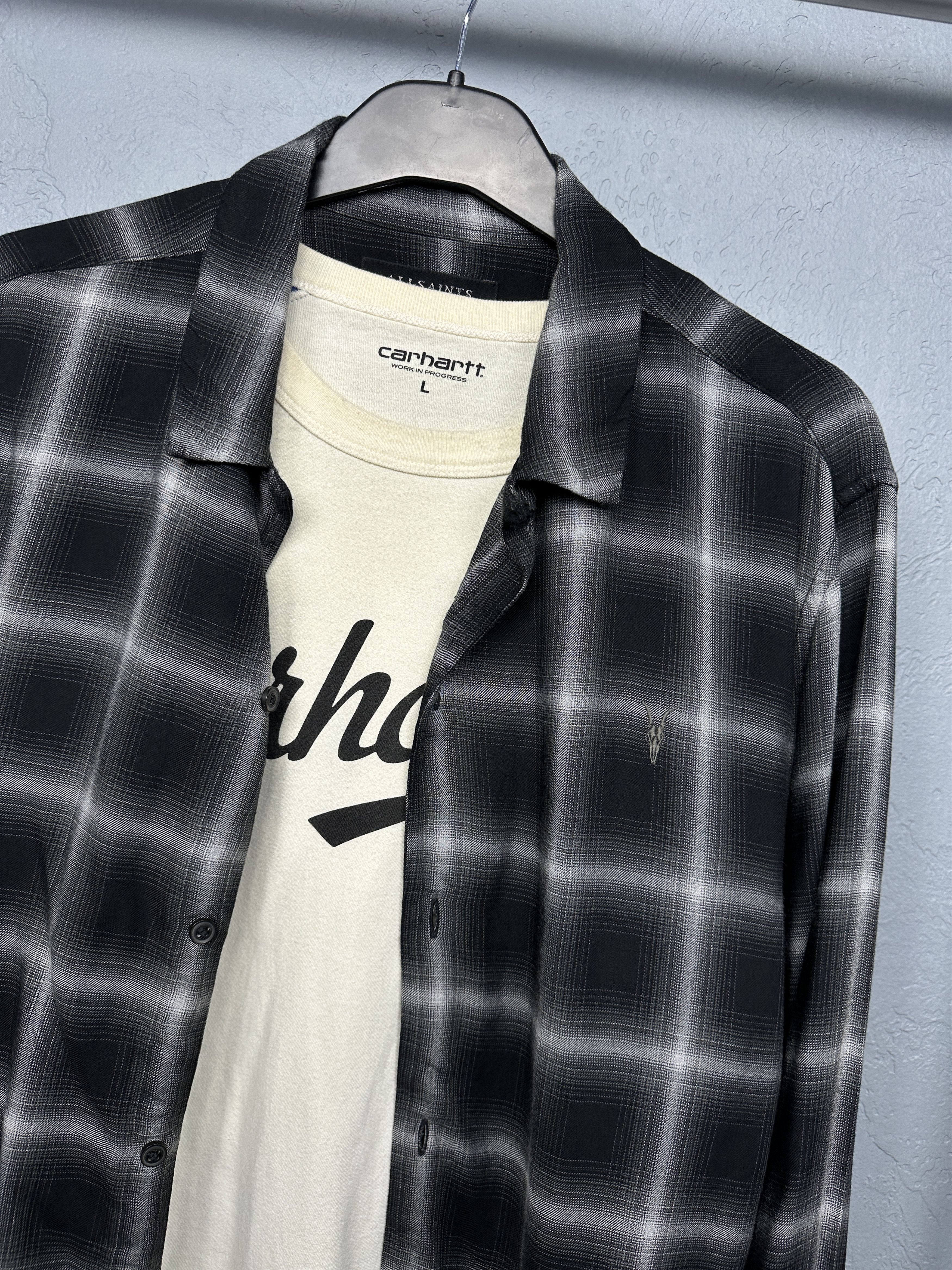Allsaints Allsaints Mens Biloxi Flannel Plaid Shirt Size US S / EU 44-46 / 1 - 2 Thumbnail