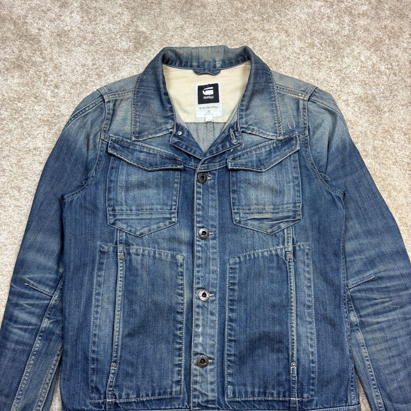 G-Star G Star Raw Skiff 5620 3D Denim Jacket Distressed Men's Large Size US L / EU 52-54 / 3 - 2 Thumbnail