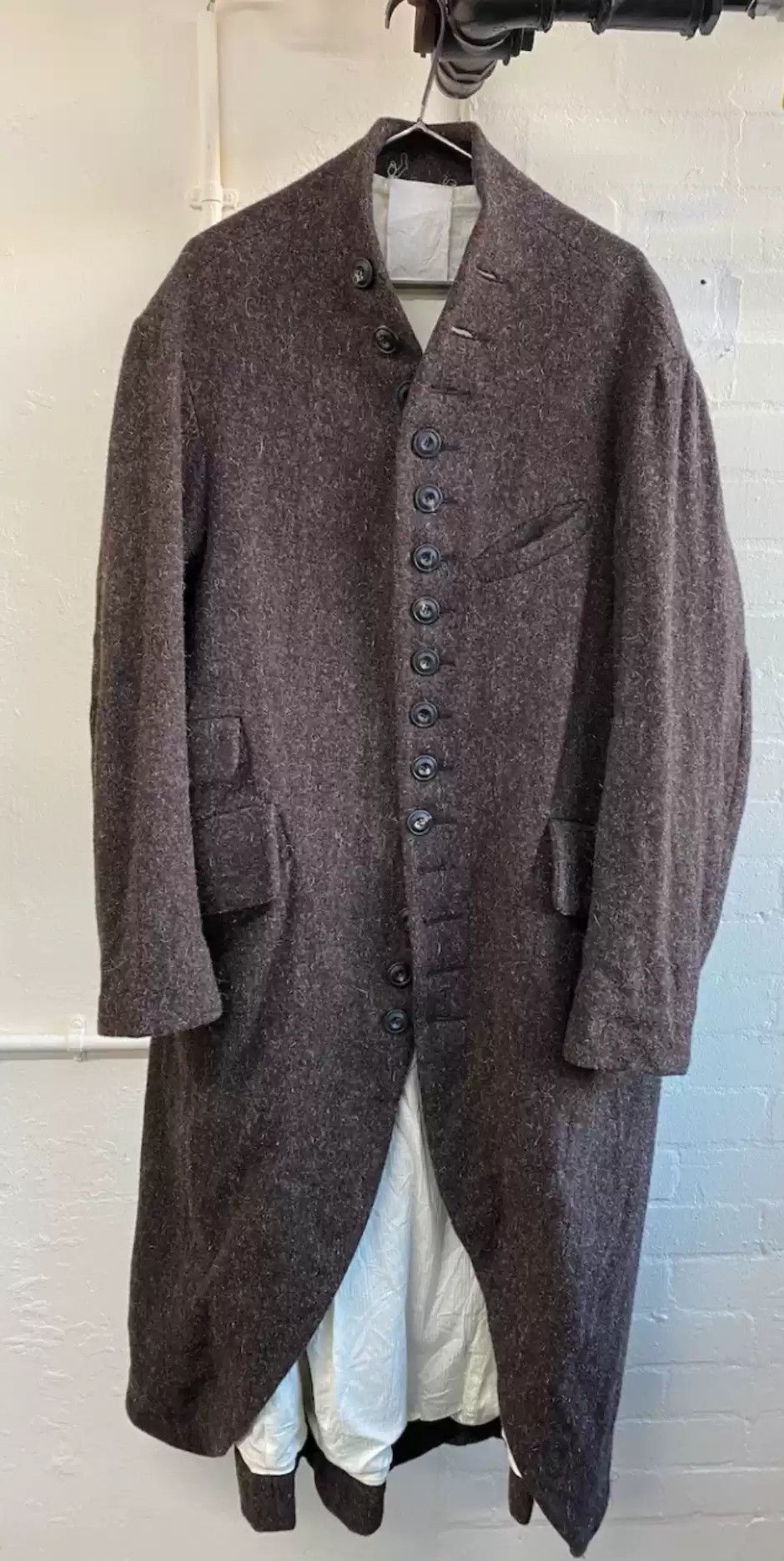 image of John Alexander Skelton Standing Collar Multi Button Long Coat in Grey, Men's (Size Large)