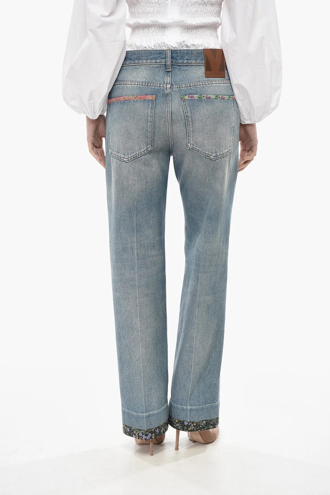 Valentino og1mm0426 Straight-Fit Cotton Jeans in Light Blue Size 27" / US 4 / IT 40 - 2 Thumbnail