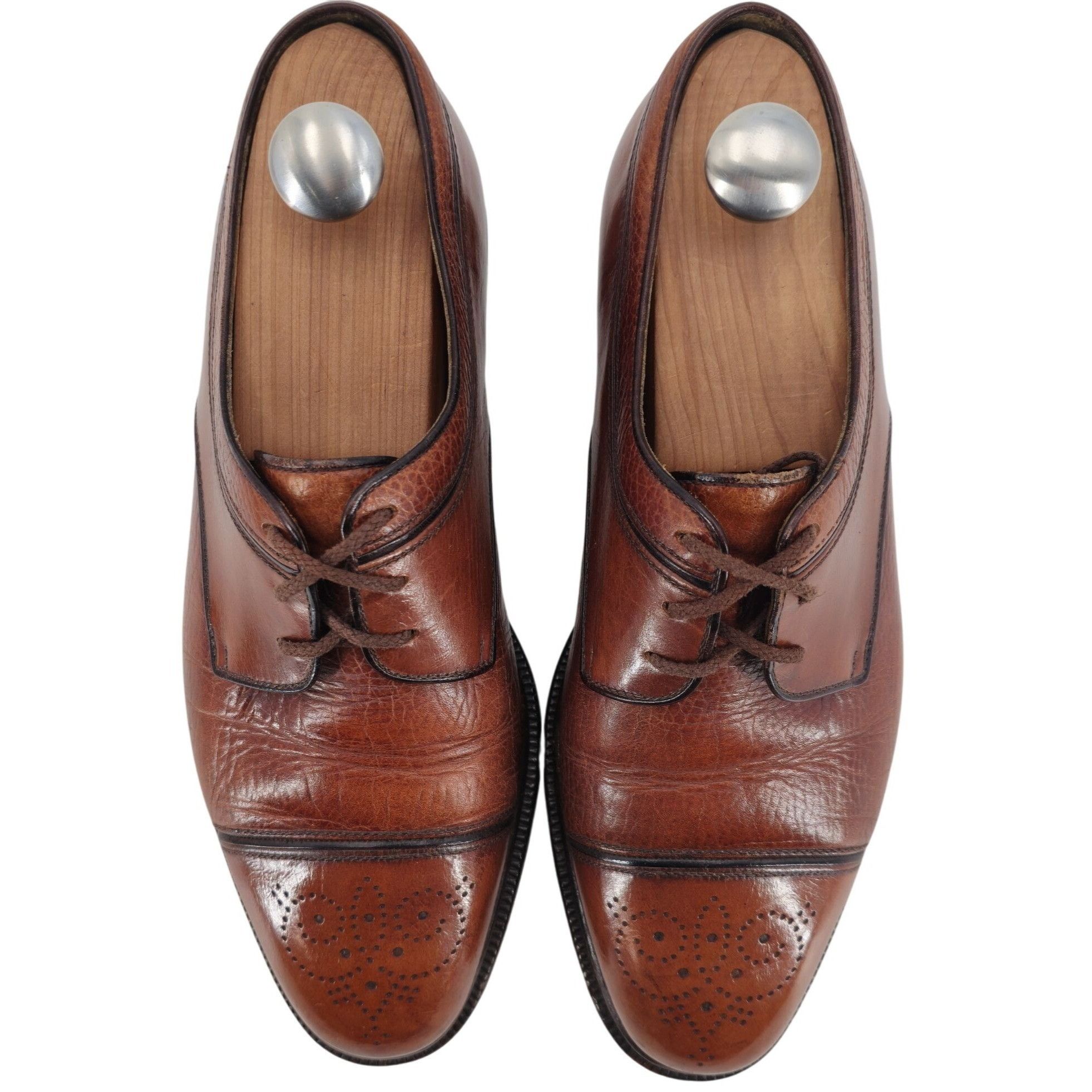 Testoni A. Testoni Italian Cognac Brown Leather Dress Shoes Cap-toe Size US 8 / EU 41 - 9 Thumbnail