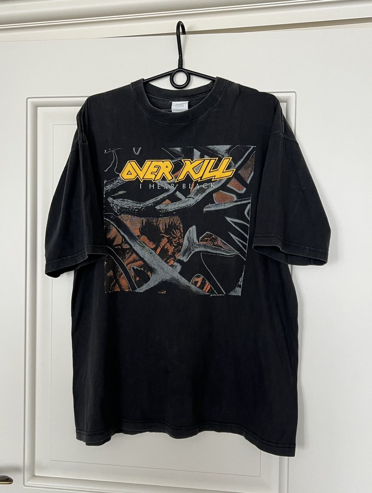 Band Tees Vintage 1993 Overkill I Hear Black T-Shirt Heavy Metal Band Size US XL / EU 56 / 4 - 1 Thumbnail