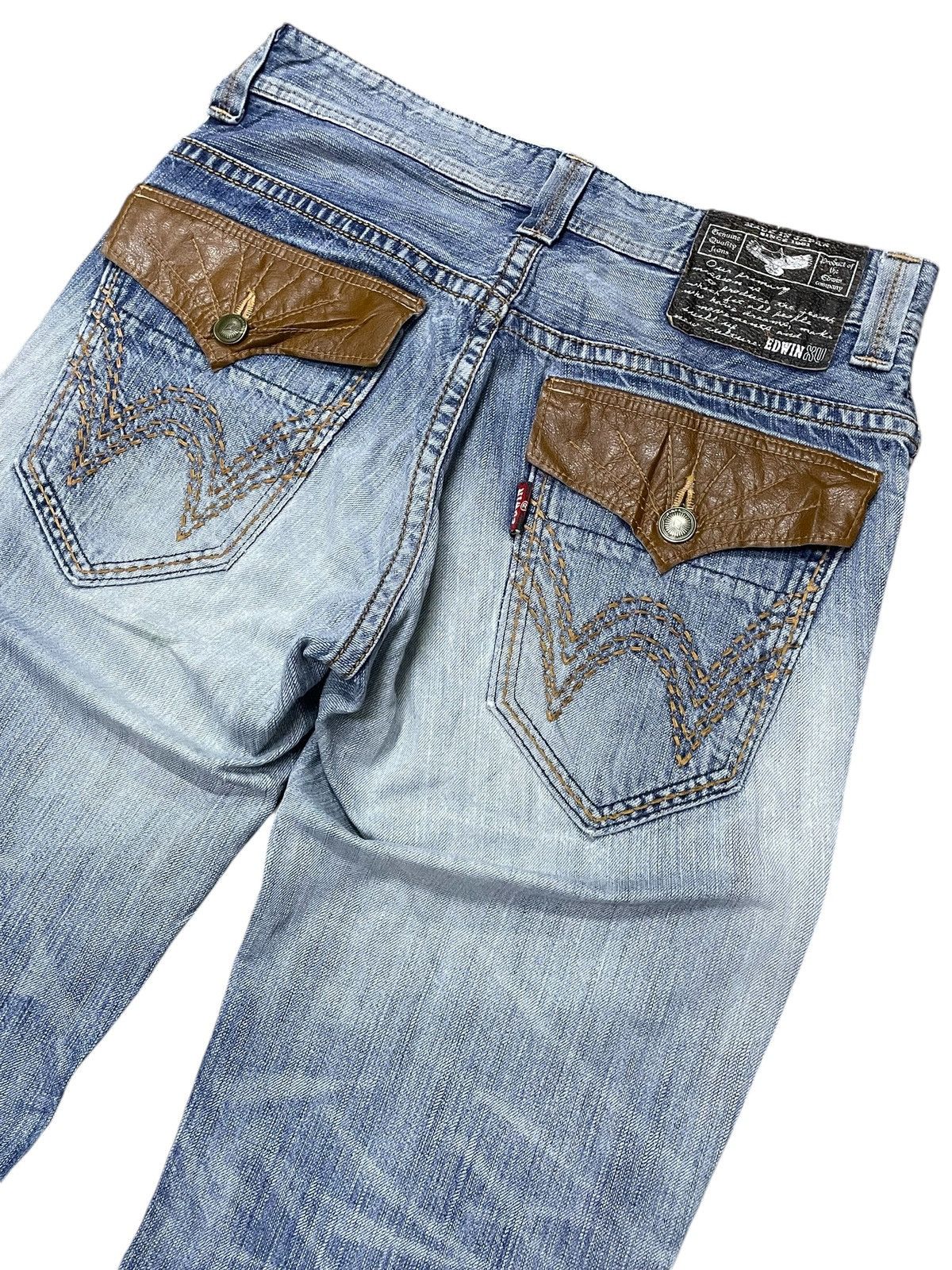 Edwin × If Six Was Nine × Japanese Brand Vintage Edwin XV Western Heavy Stitched Leather Trim Jeans Size US 32 / EU 48 - 12 Thumbnail