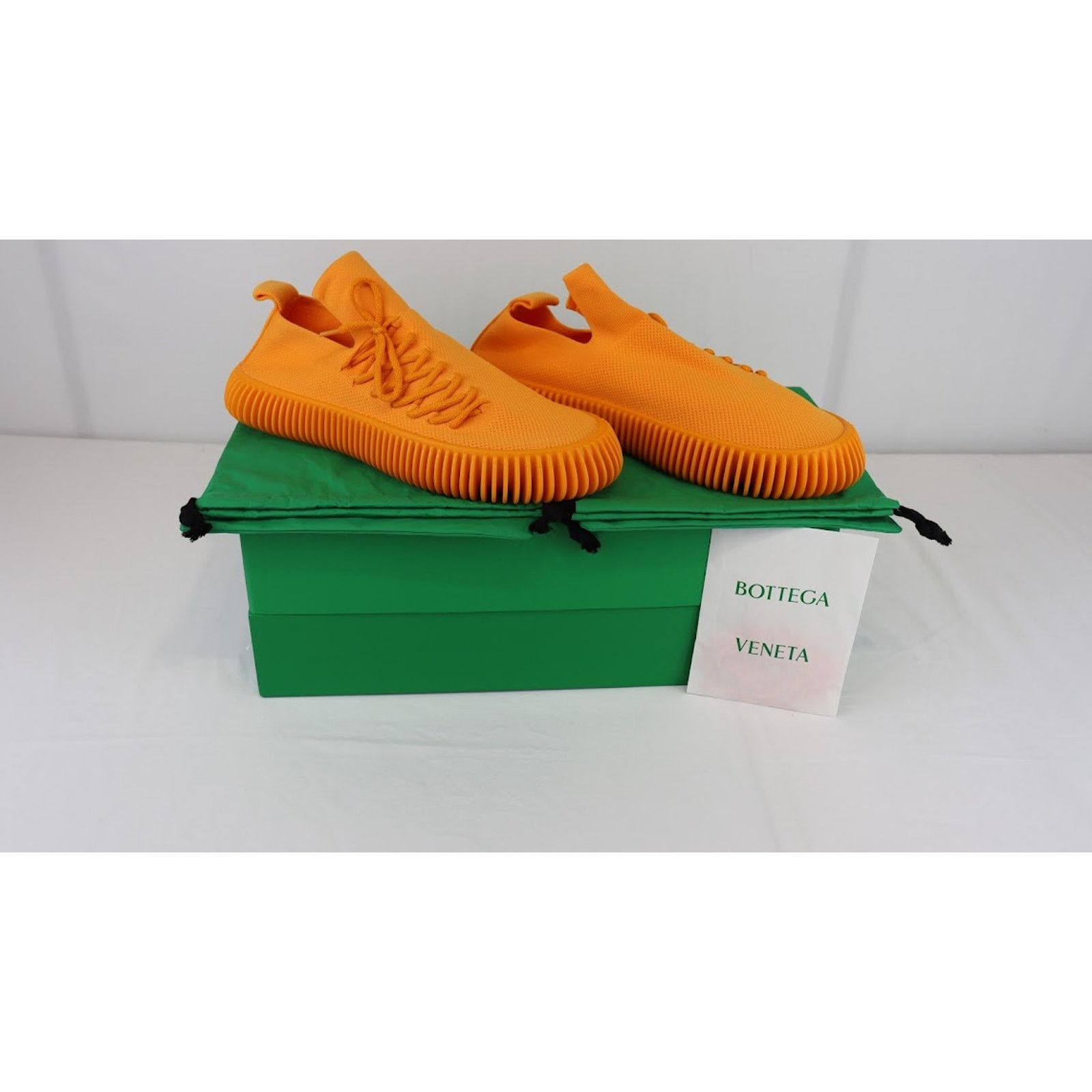 Bottega Veneta o1rshd1 Tech Knit Stretch Ripple Sneaker in Tangerine Size US 9 / EU 42 - 1 Thumbnail