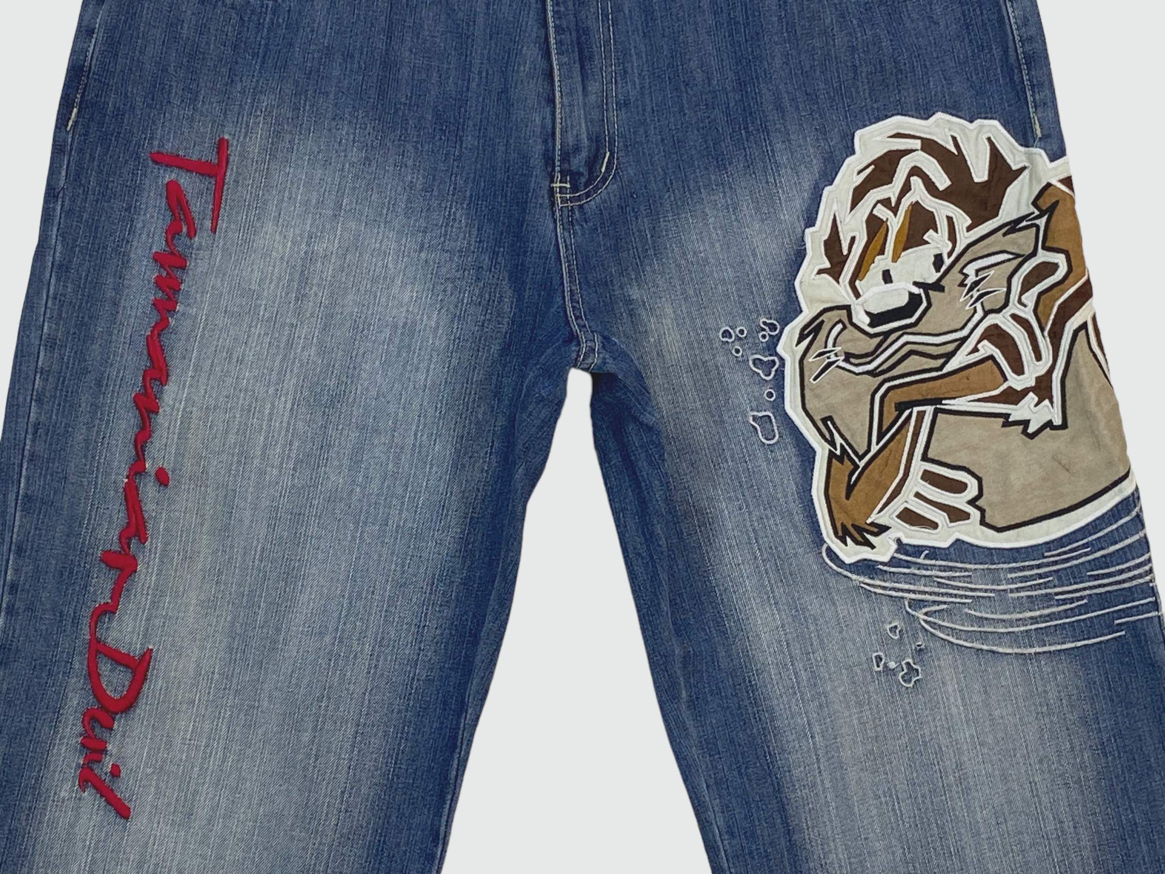 Japanese Brand Lot29 Luxe Baggy Jeans Tanzamania Devil Patchwork Jeans Size US 37 - 8 Thumbnail