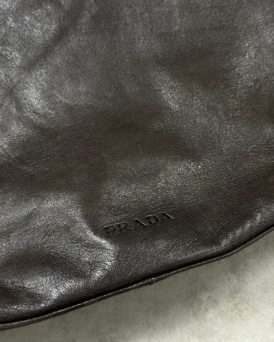 Prada Prada Brown Leather Hobo Shoulder Bag Size ONE SIZE - 6 Thumbnail