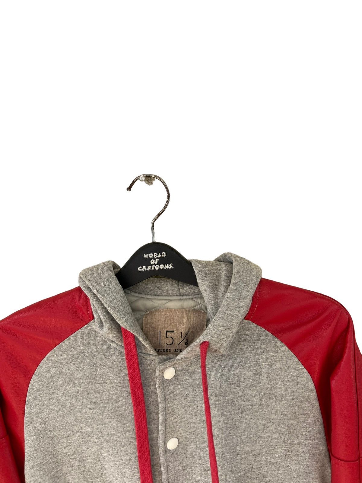 Other 15 1/2 Made in Italy Leather Sleeve Varsity Hoodie Jacket Size US S / EU 44-46 / 1 - 12 Thumbnail