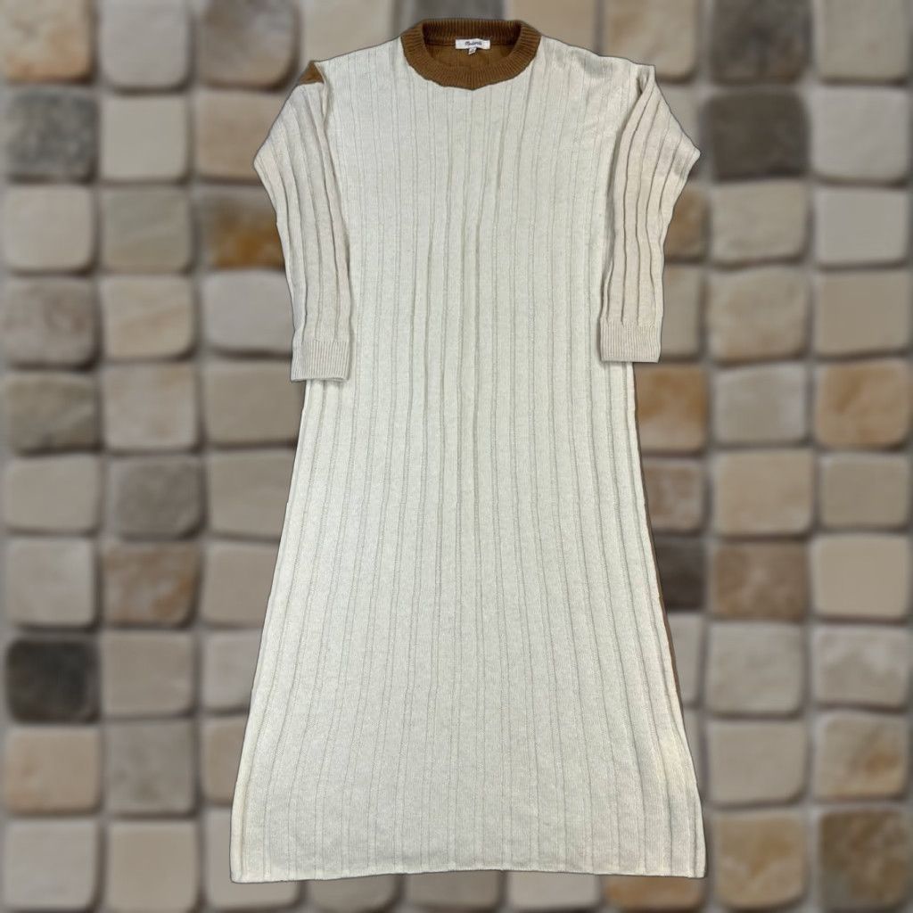 Madewell Madewell Sweater Dress Womens XS Beige Brown Knit Bodycon Crew Neck Long Sleeve Pullover Wool Solid Casual Knee Length Size XS / US 0-2 / IT 36-38 - 1 Thumbnail