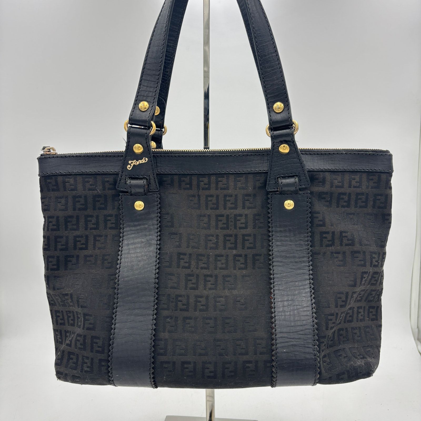 Fendi Vintage Fendi Tote Bag Zucchino Zucca Canvas Leather Women's Size ONE SIZE - 2 Thumbnail
